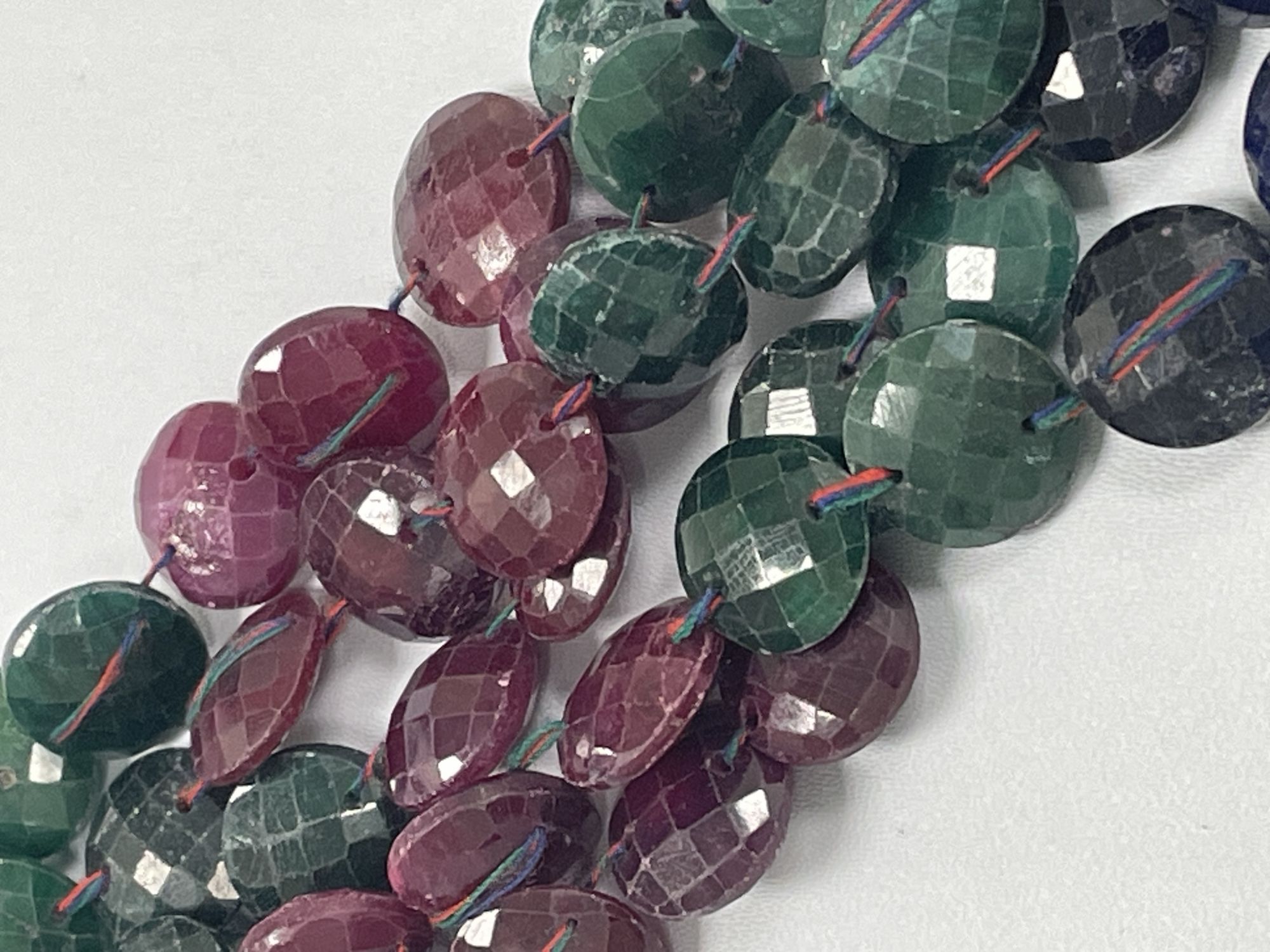 Dyed Ruby Sapphire Emerald Coin Faceted