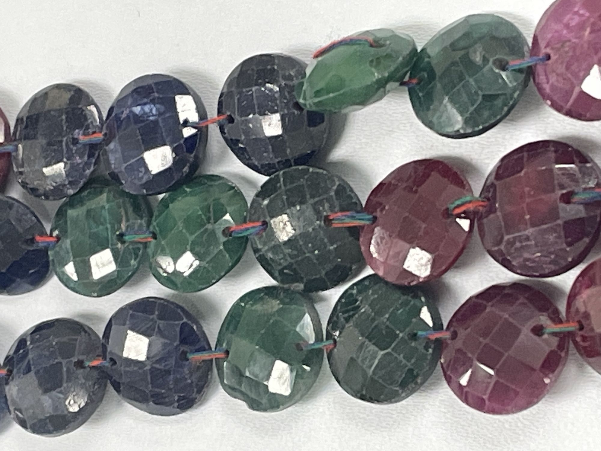 Dyed Ruby Sapphire Emerald Coin Faceted