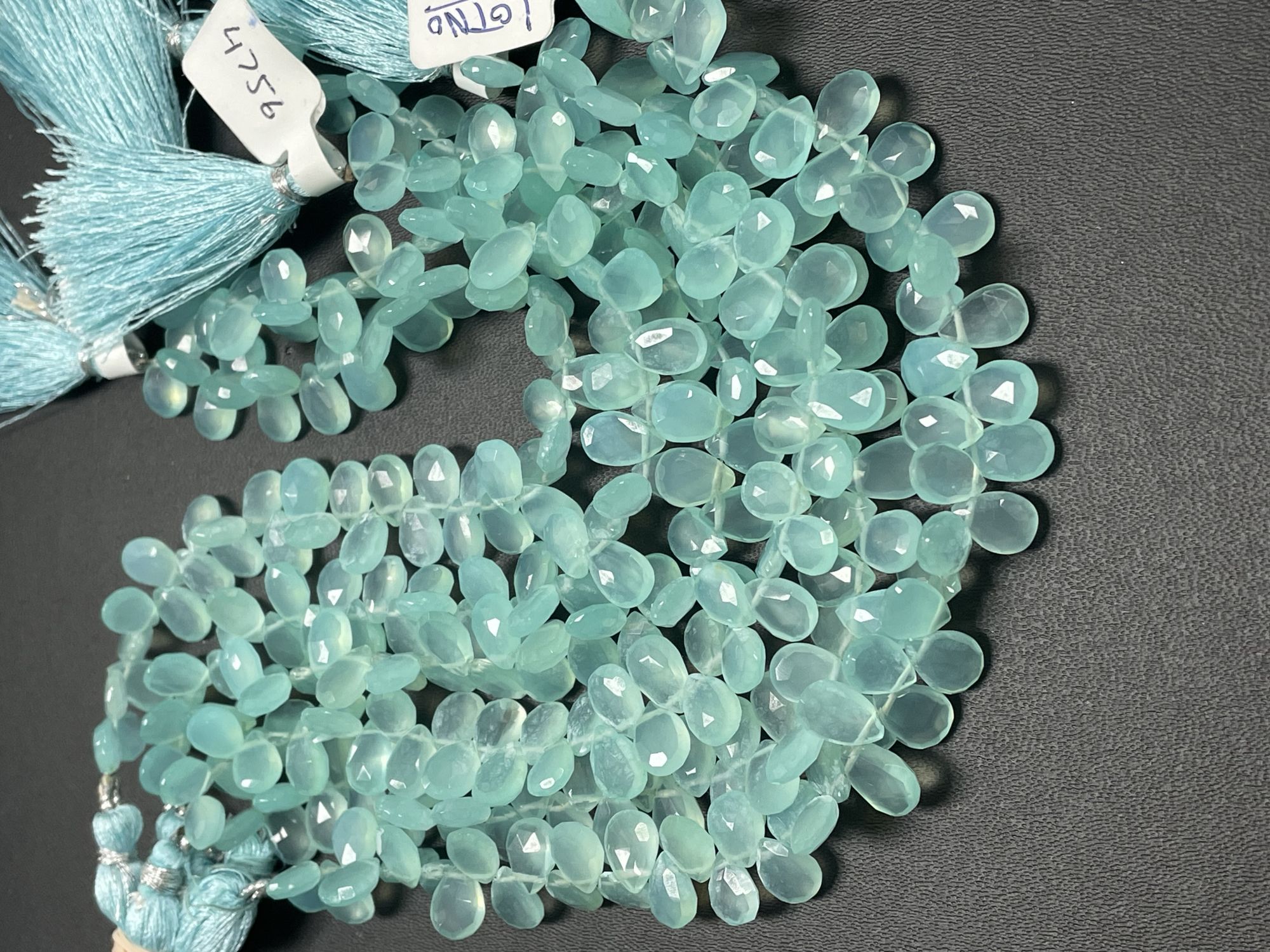 Aqua Chalcedony Pear Faceted