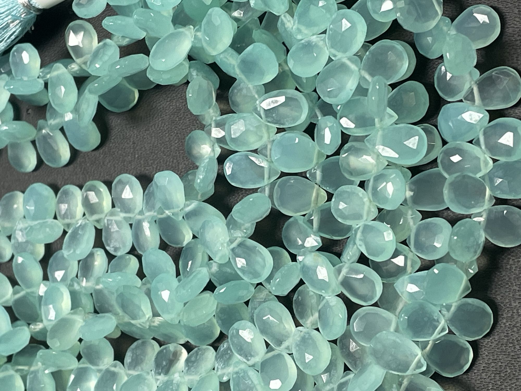 Aqua Chalcedony Pear Faceted
