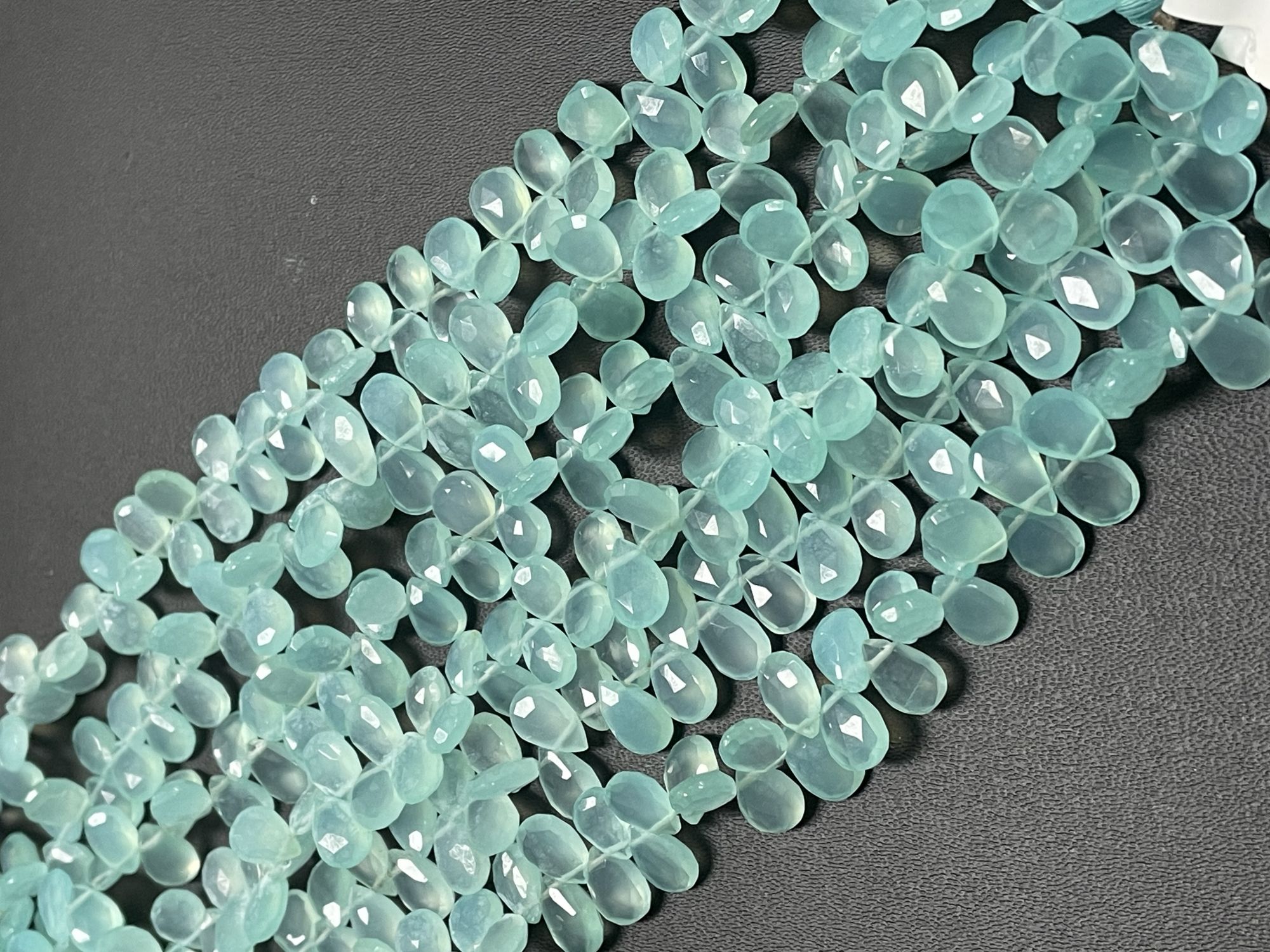 Aqua Chalcedony Pear Faceted