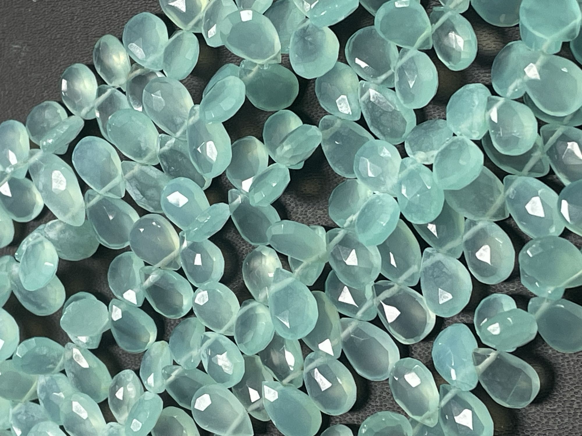 Aqua Chalcedony Pear Faceted