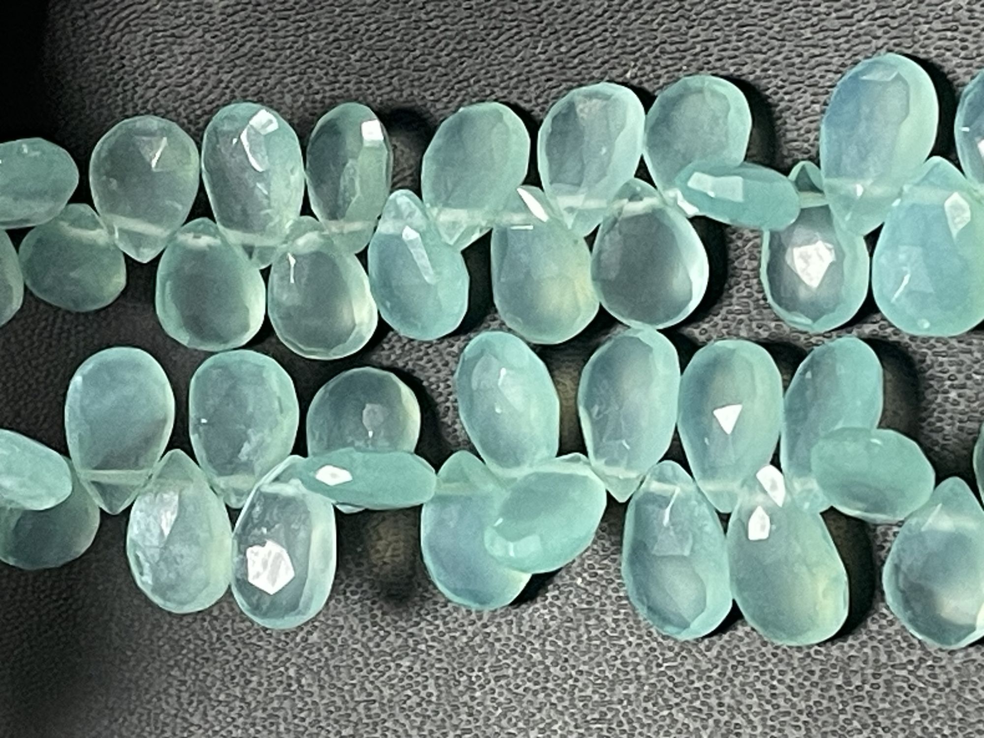 Aqua Chalcedony Pear Faceted