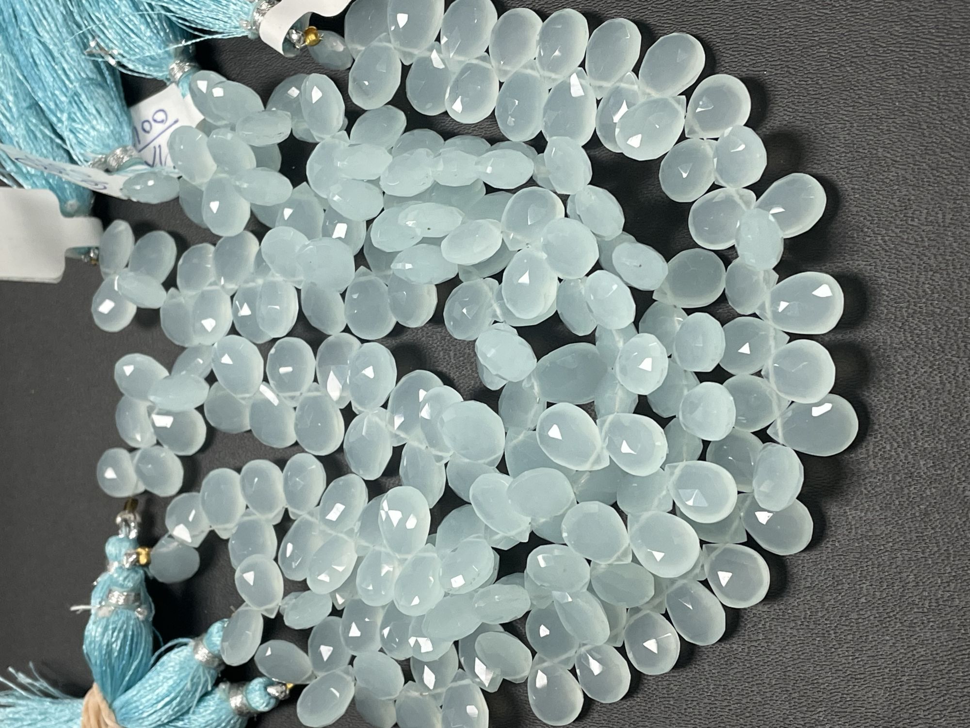 Aqua Chalcedony Pear Faceted