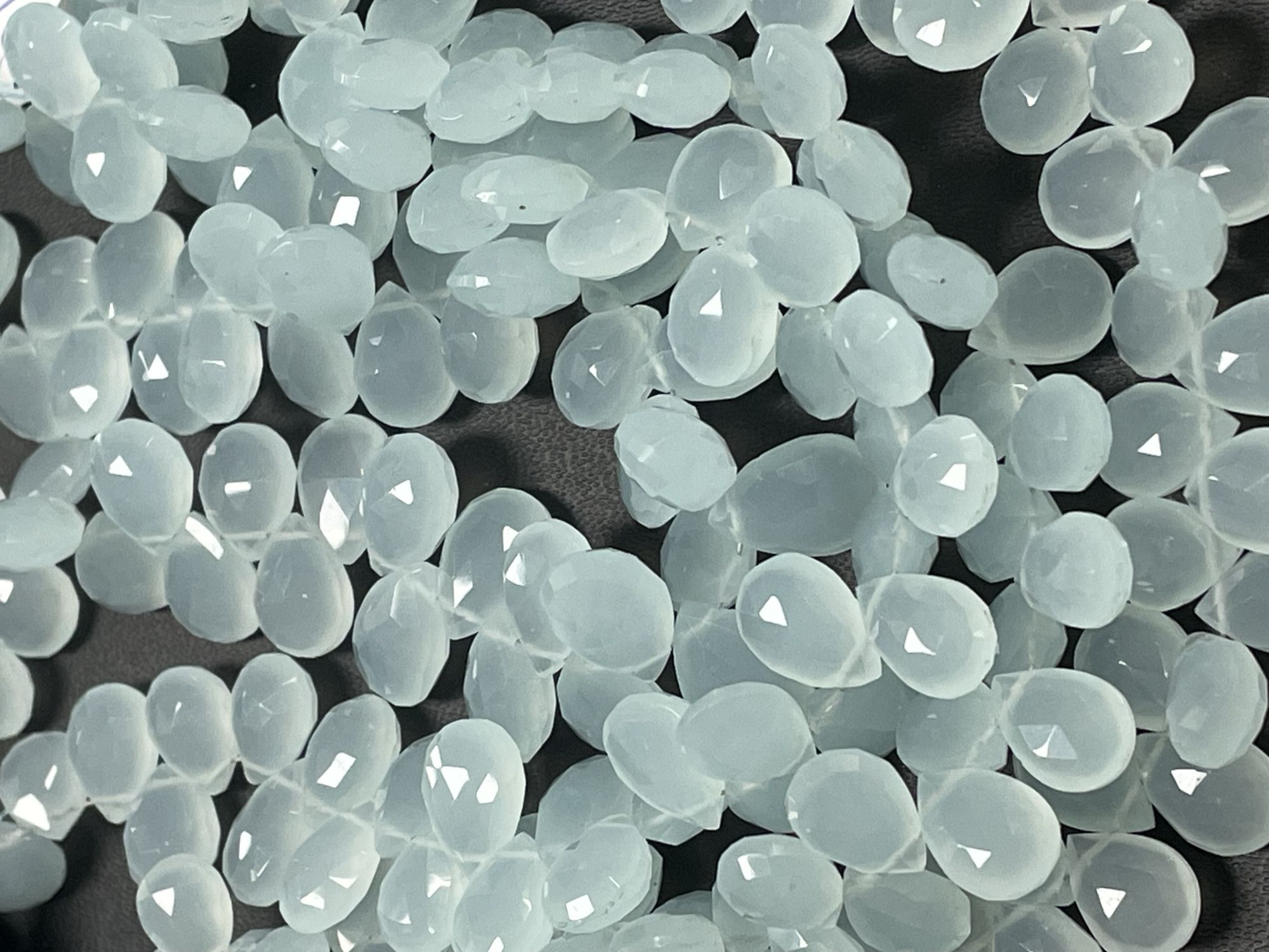 Aqua Chalcedony Pear Faceted