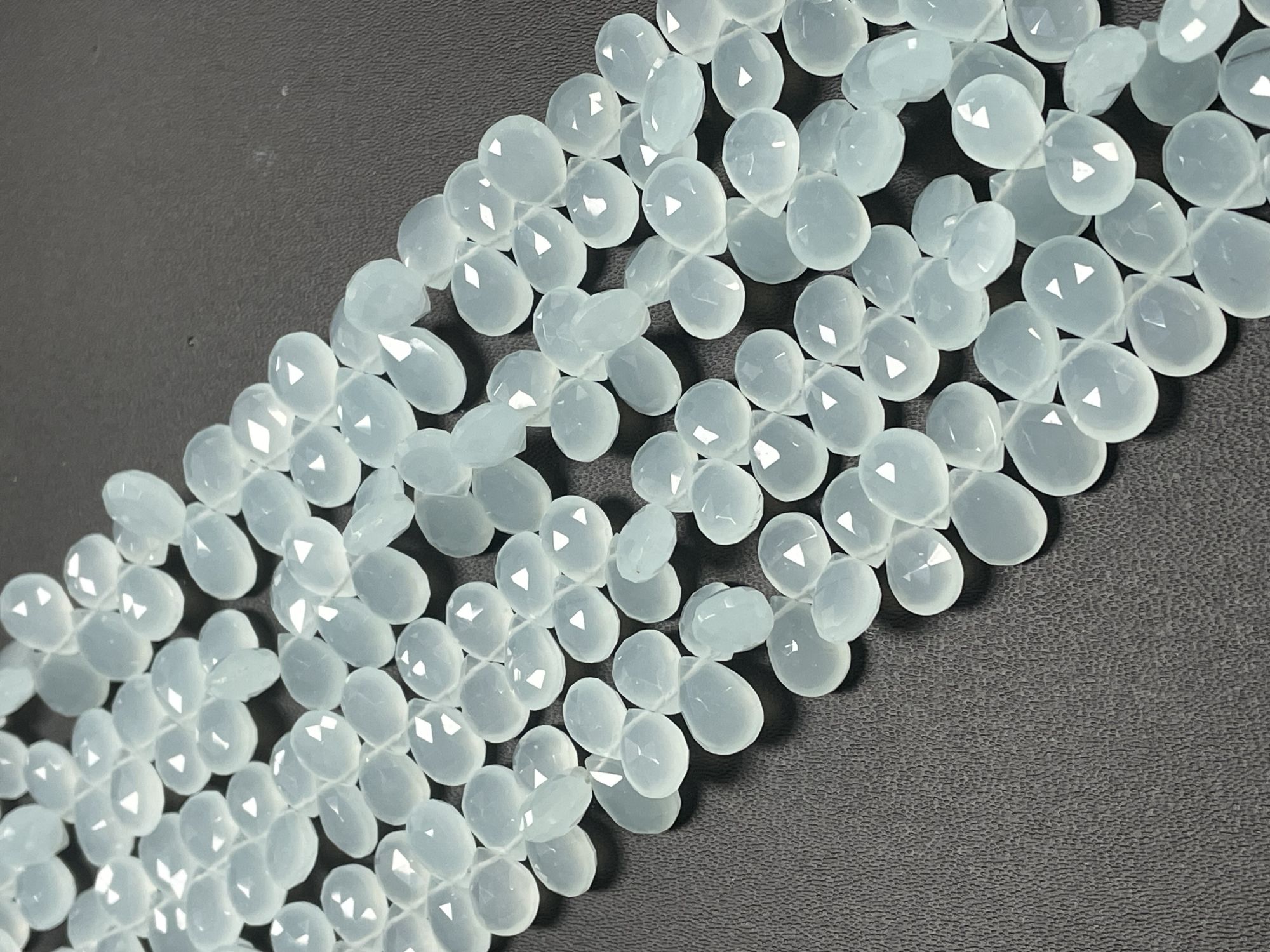 Aqua Chalcedony Pear Faceted