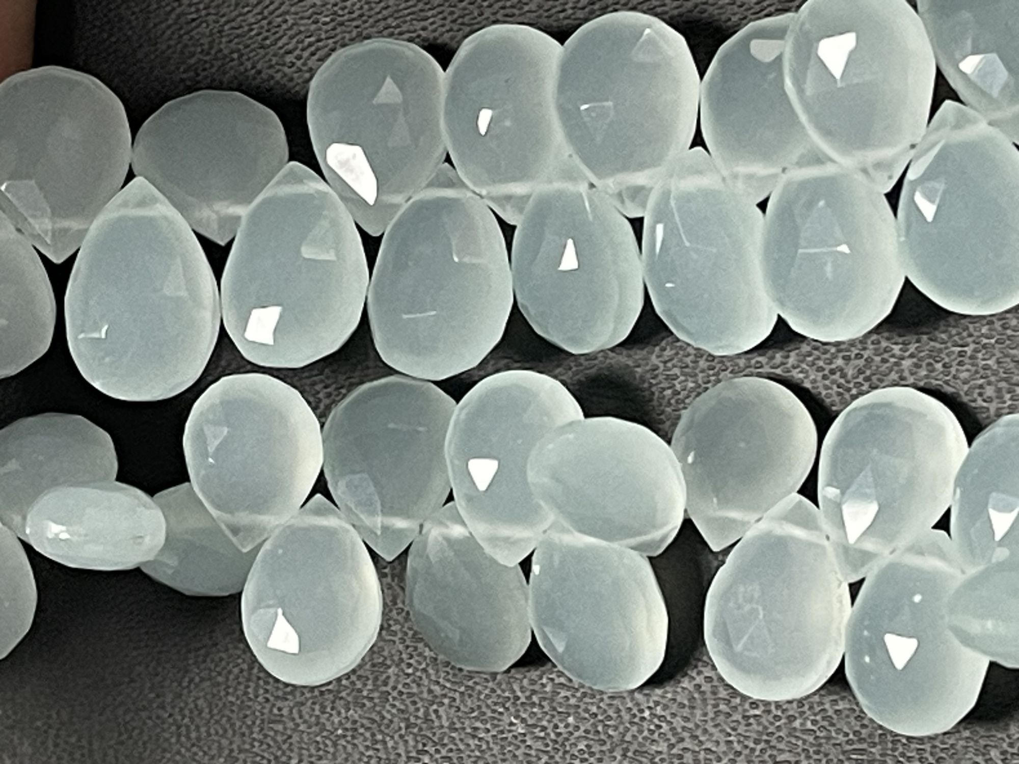 Aqua Chalcedony Pear Faceted