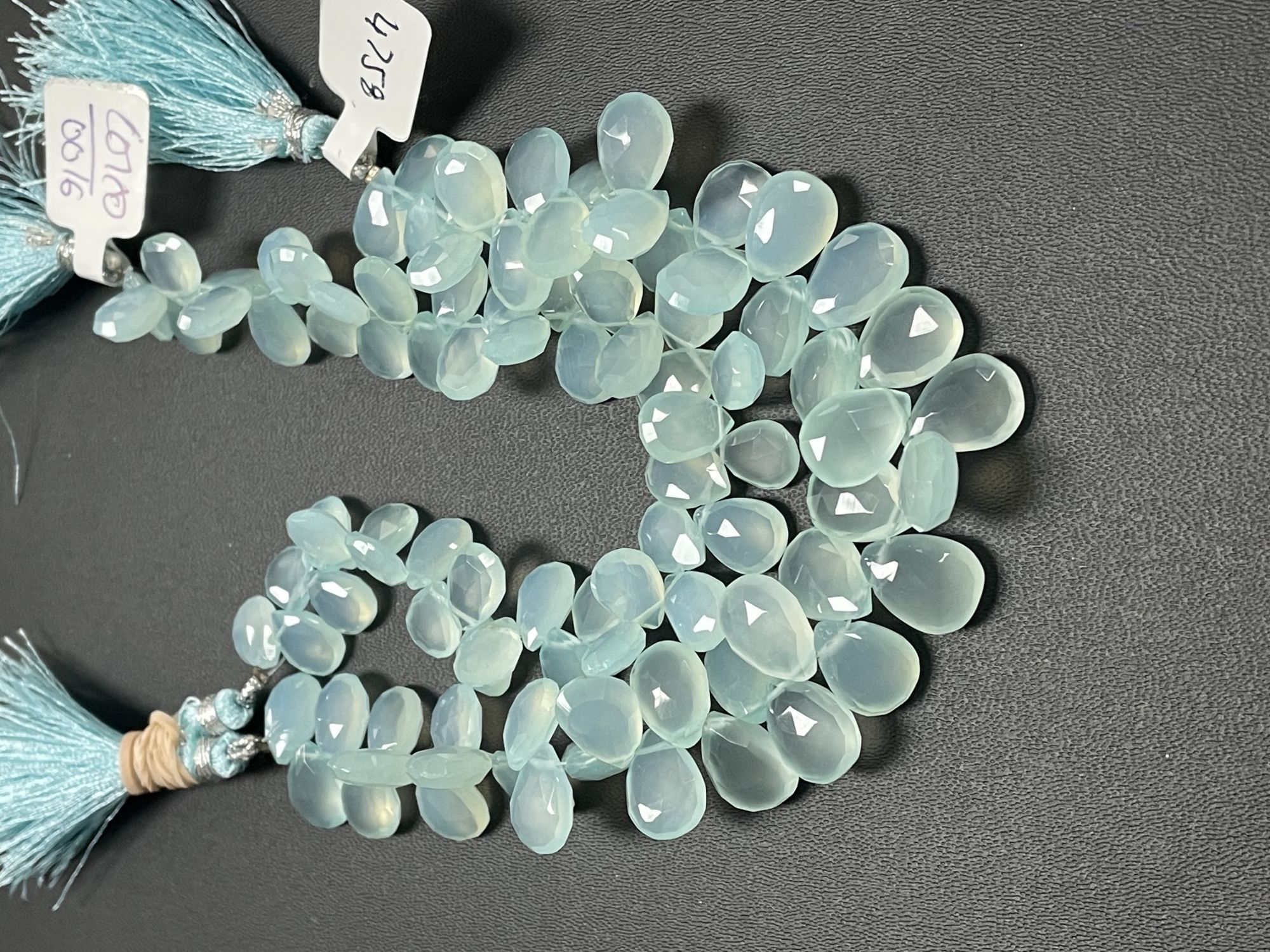 Aqua Chalcedony Pear Faceted