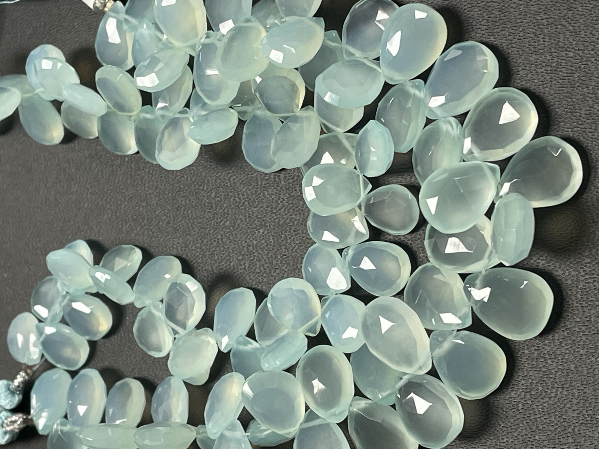 Aqua Chalcedony Pear Faceted