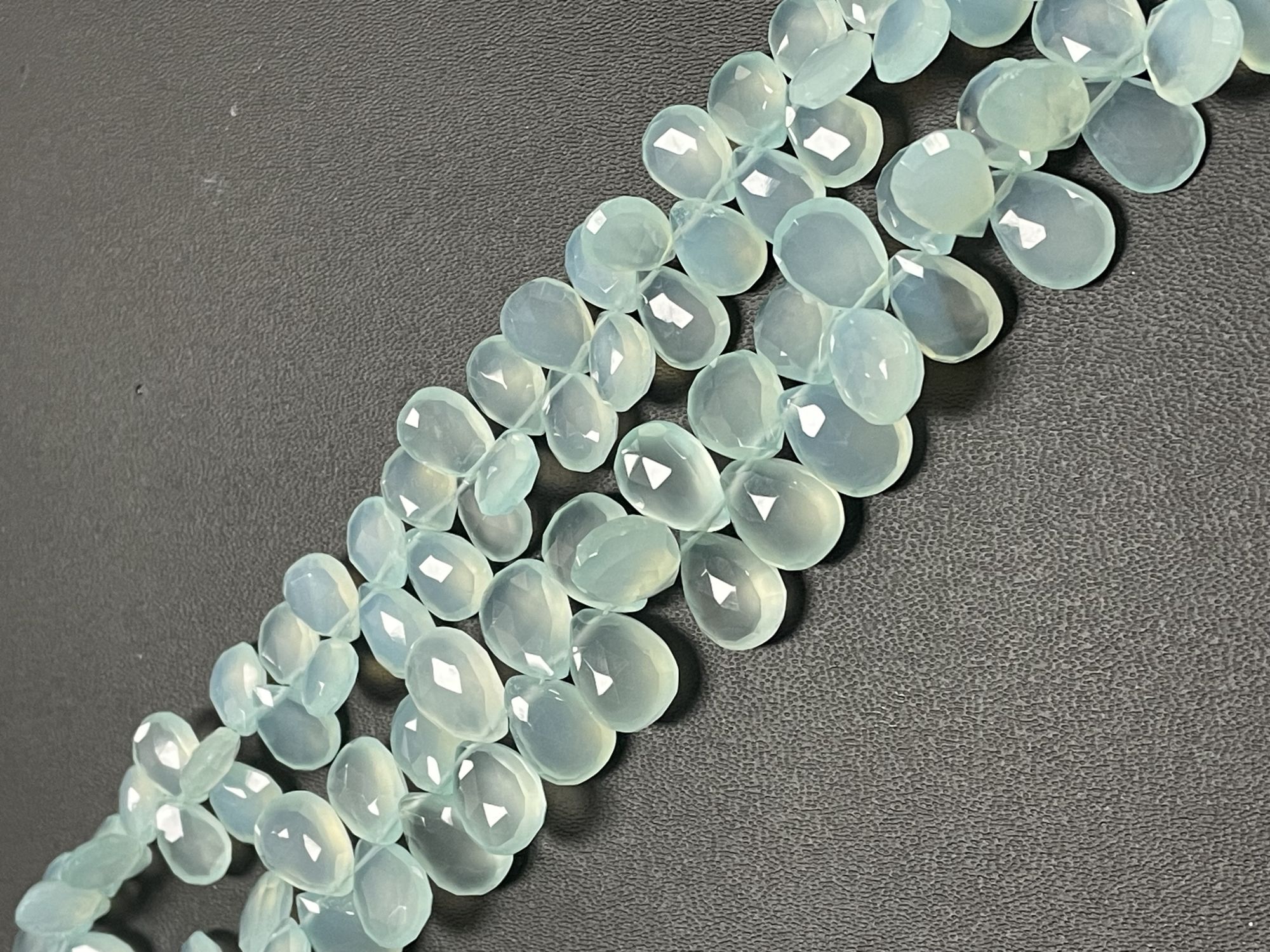Aqua Chalcedony Pear Faceted