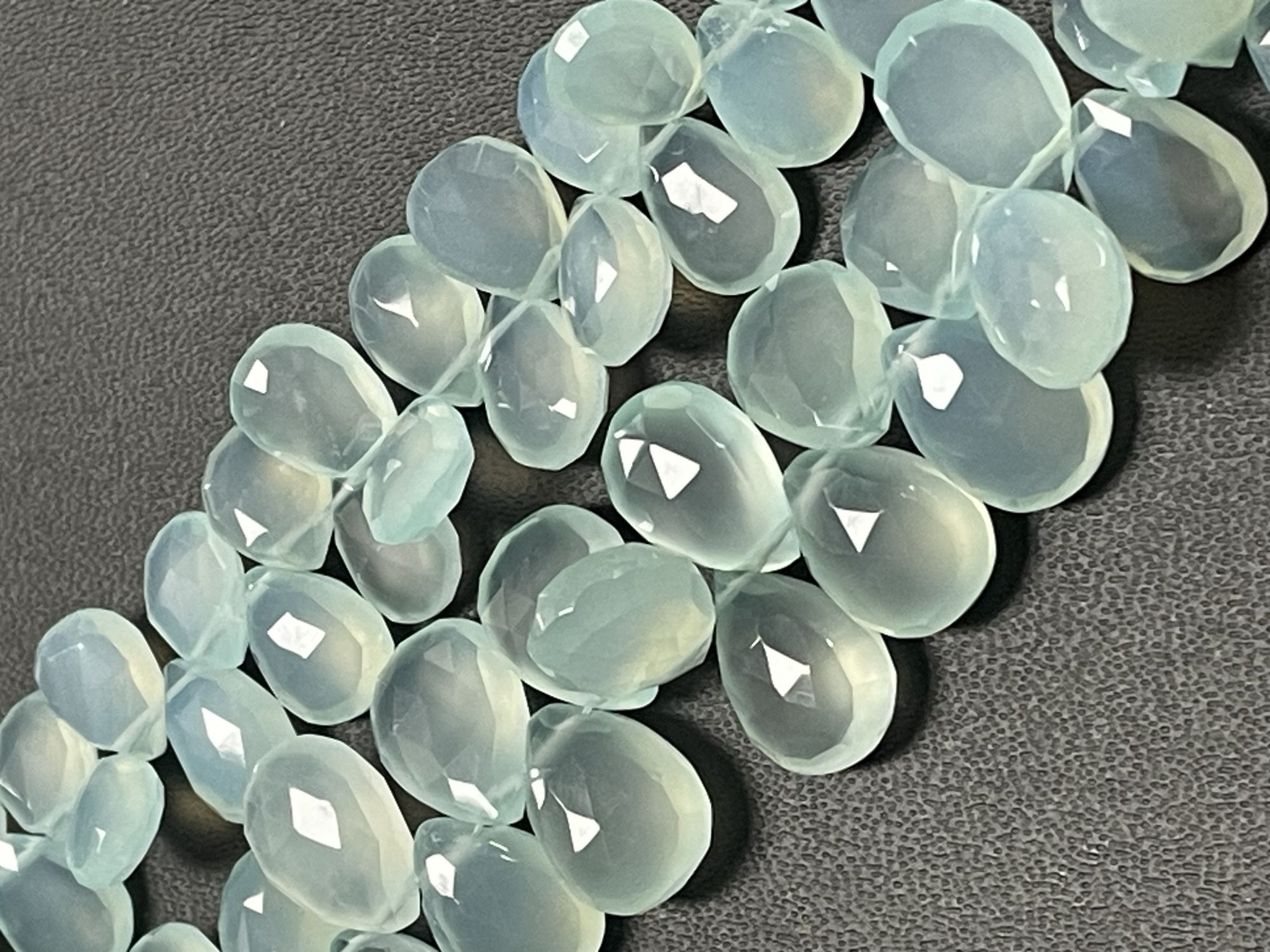 Aqua Chalcedony Pear Faceted