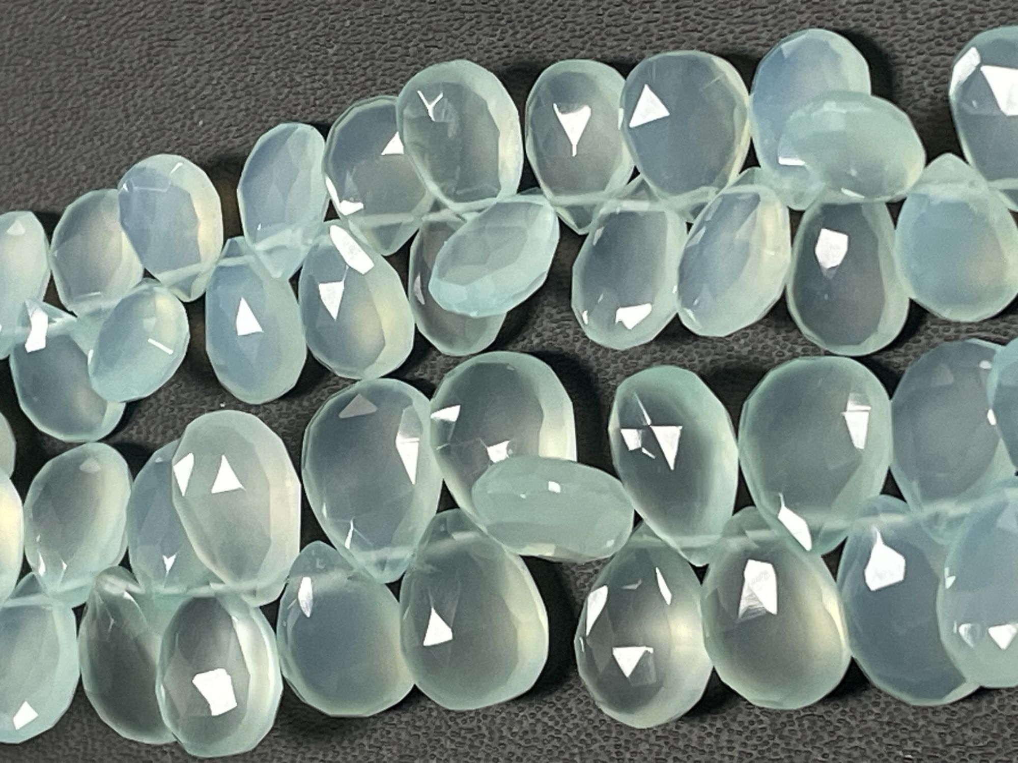 Aqua Chalcedony Pear Faceted
