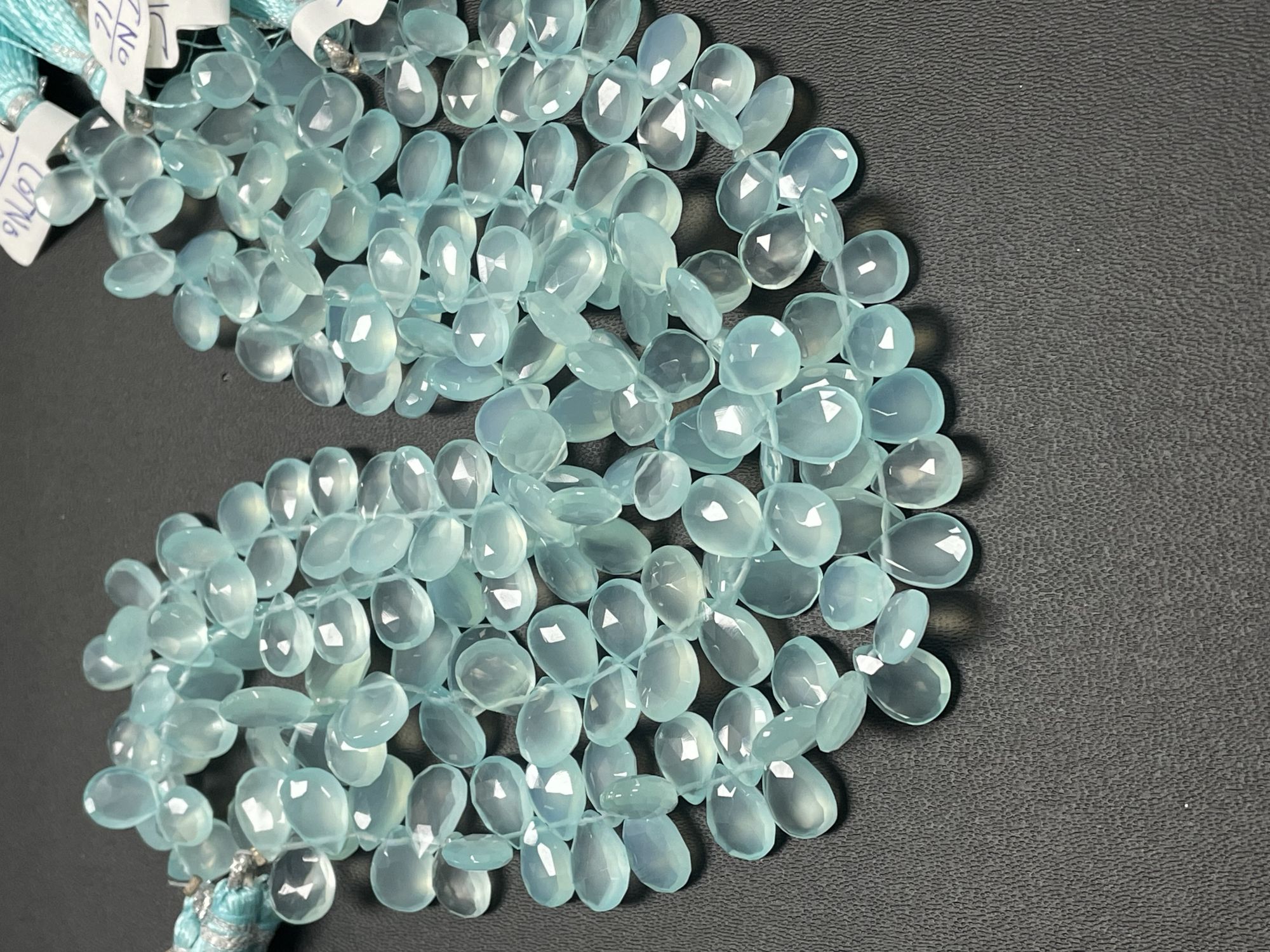Aqua Chalcedony Pear Faceted