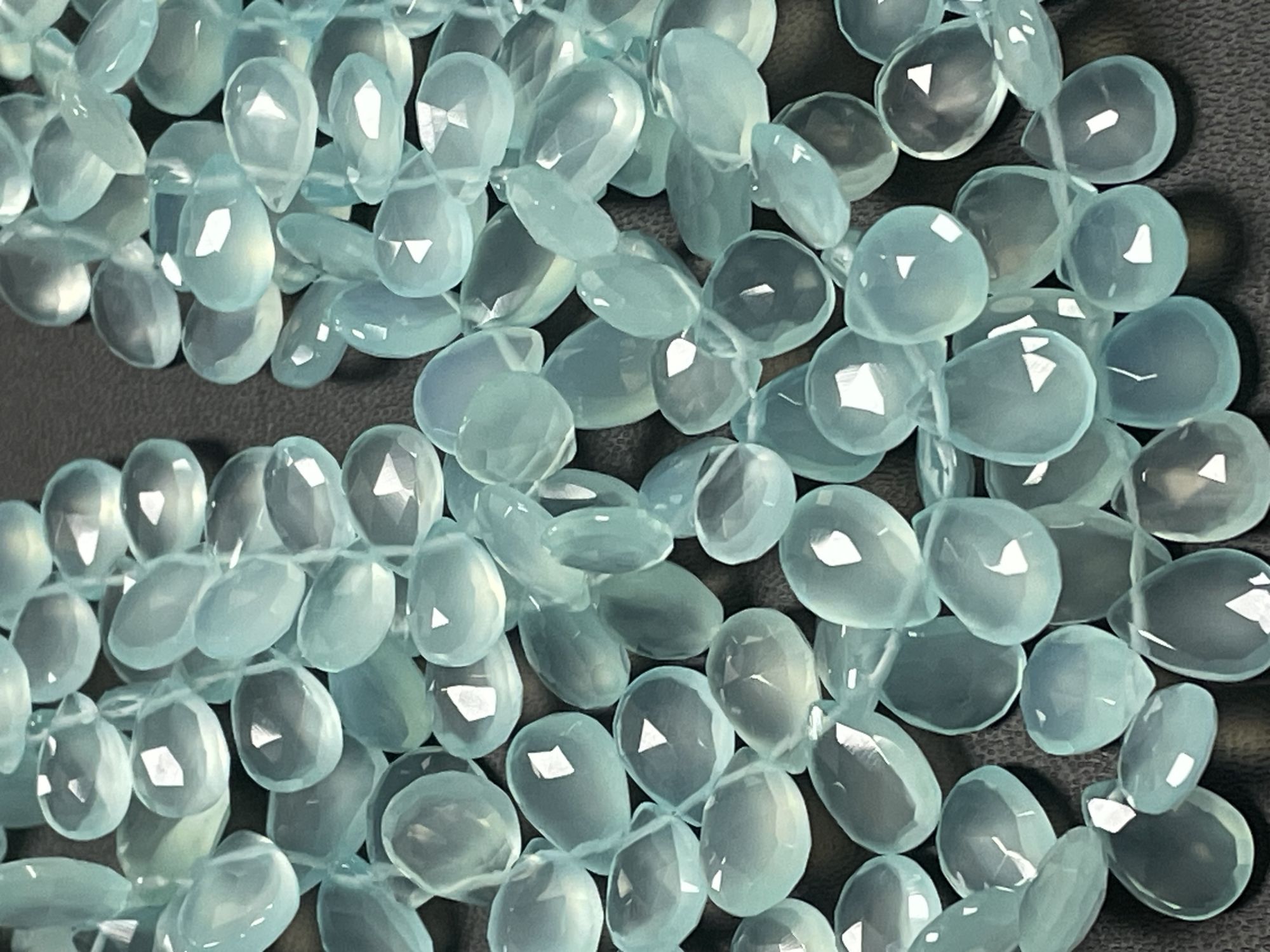 Aqua Chalcedony Pear Faceted