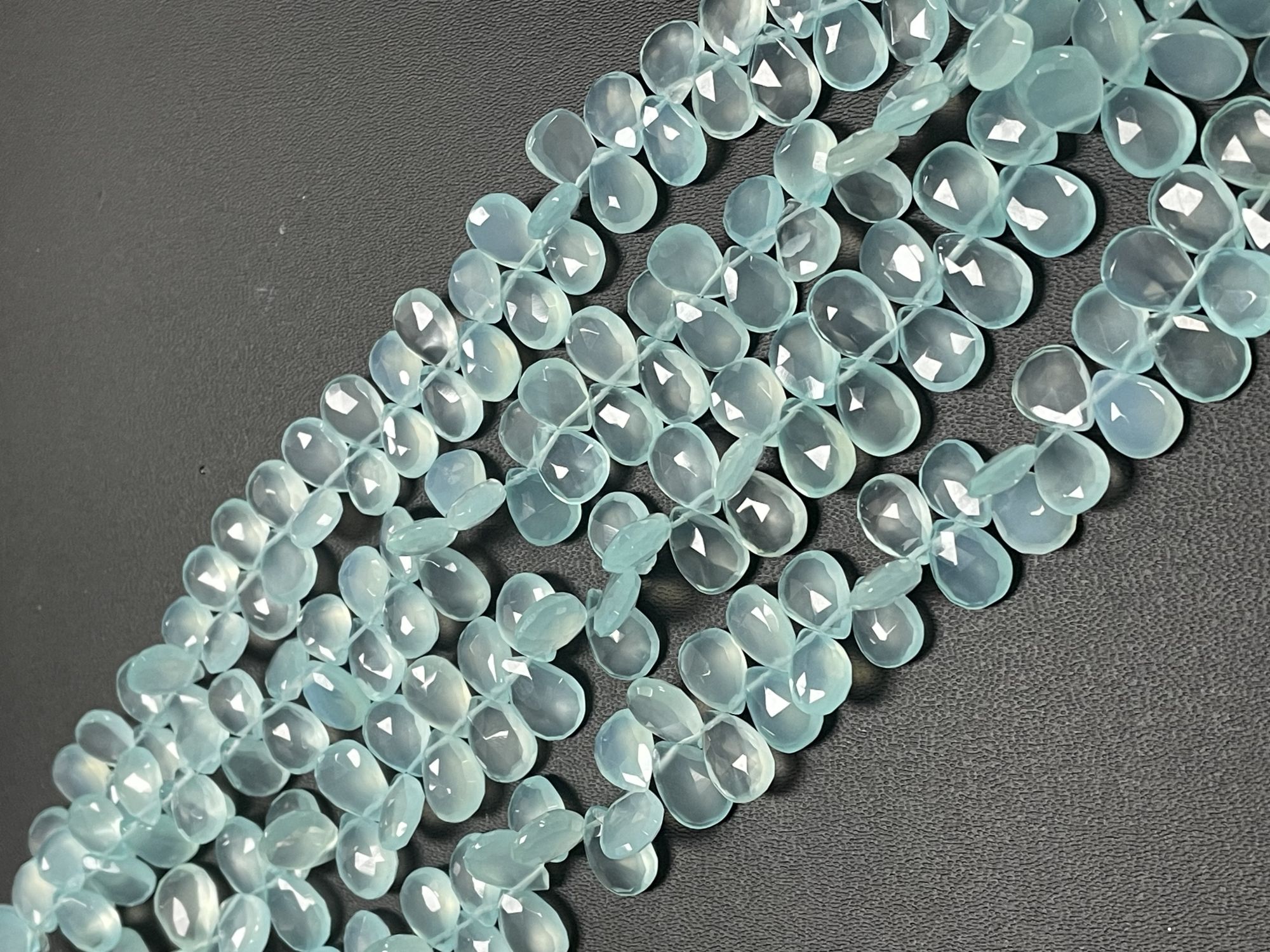 Aqua Chalcedony Pear Faceted