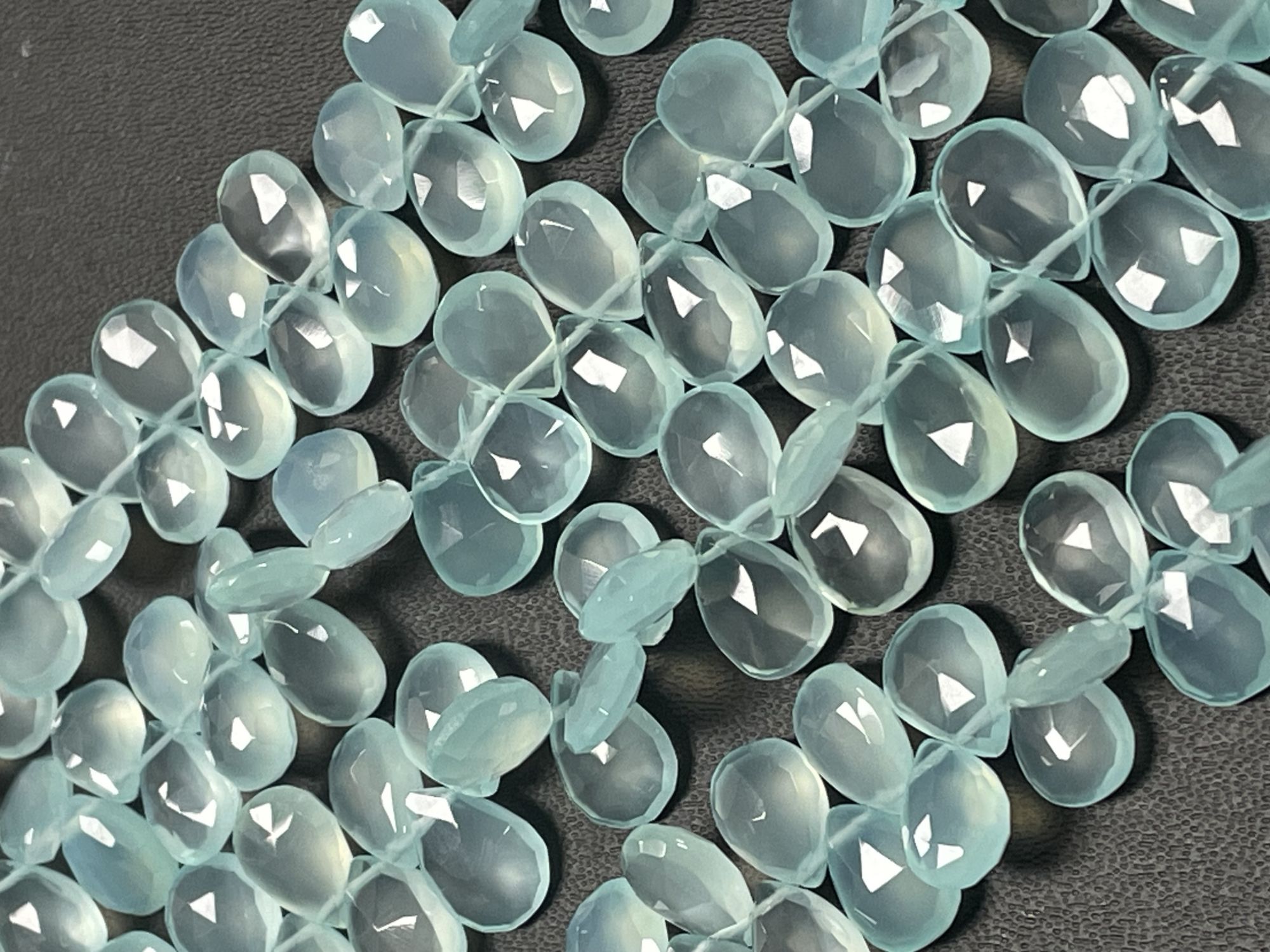 Aqua Chalcedony Pear Faceted