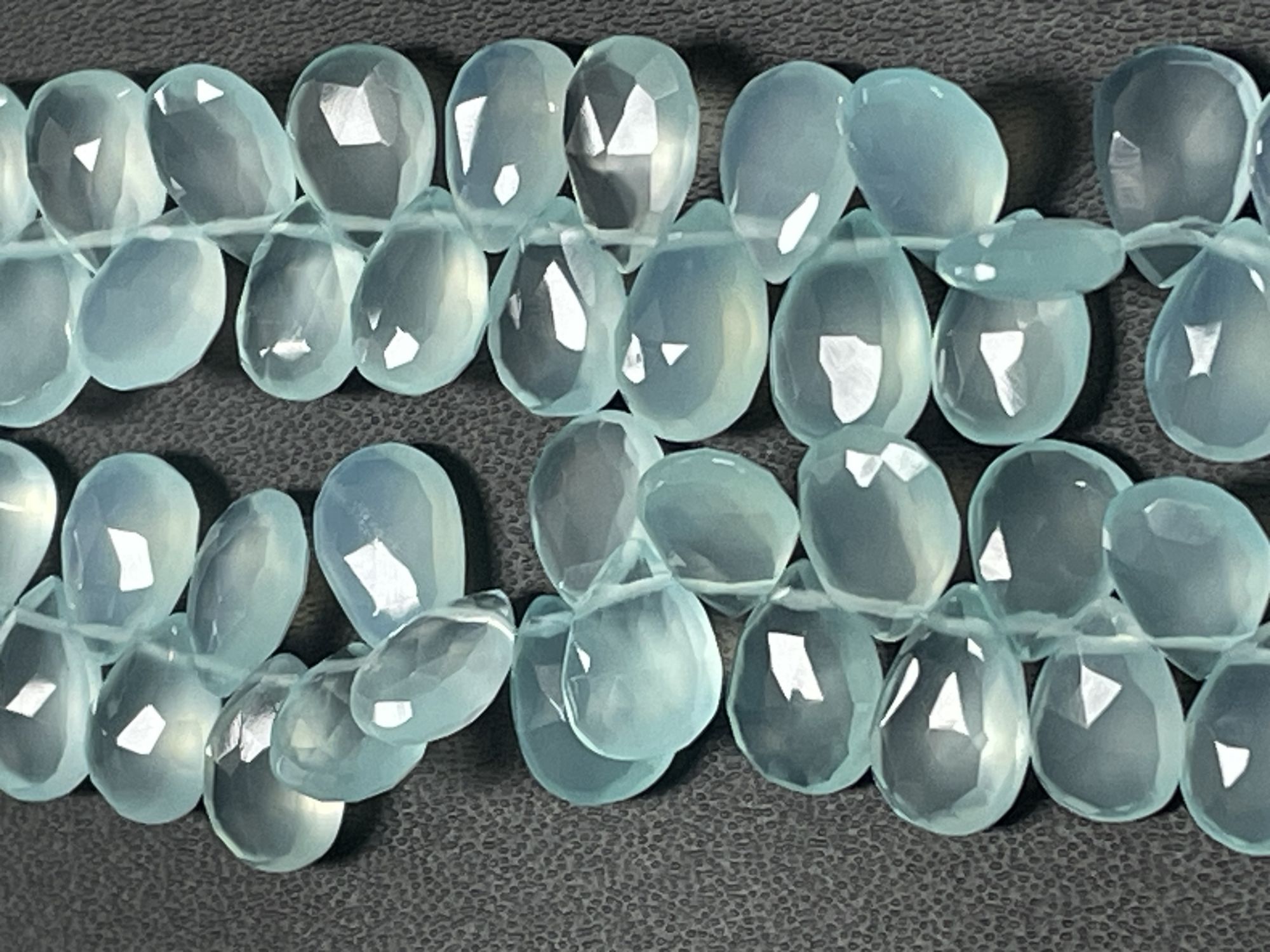 Aqua Chalcedony Pear Faceted