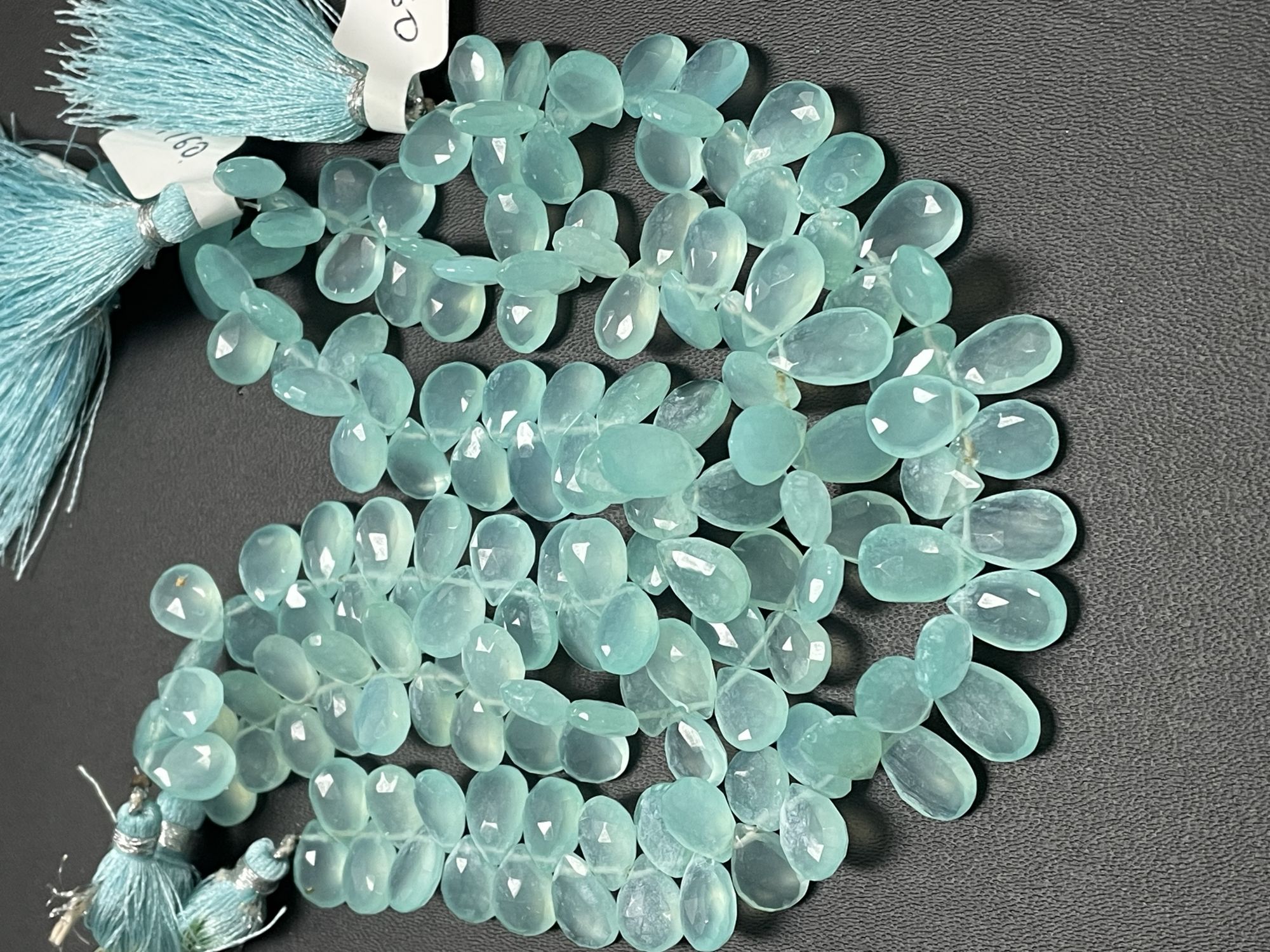 Aqua Chalcedony Pear Faceted