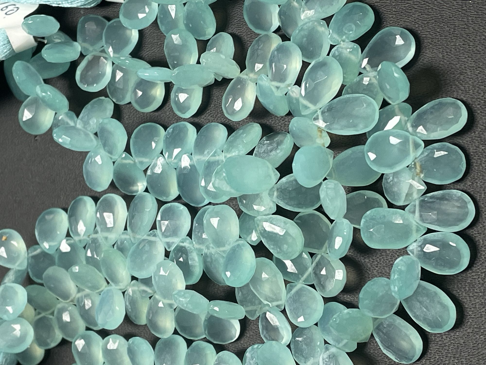 Aqua Chalcedony Pear Faceted