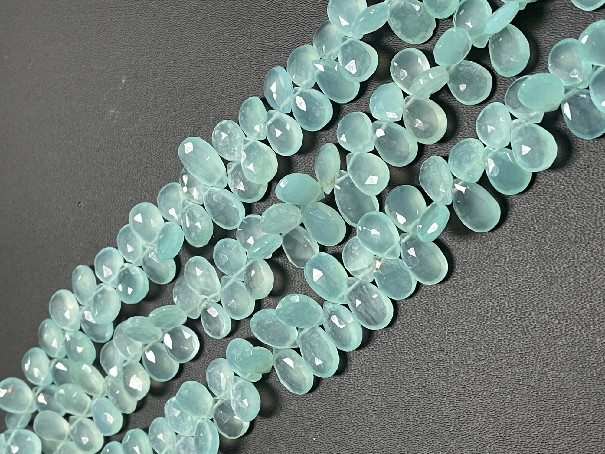 Aqua Chalcedony Pear Faceted