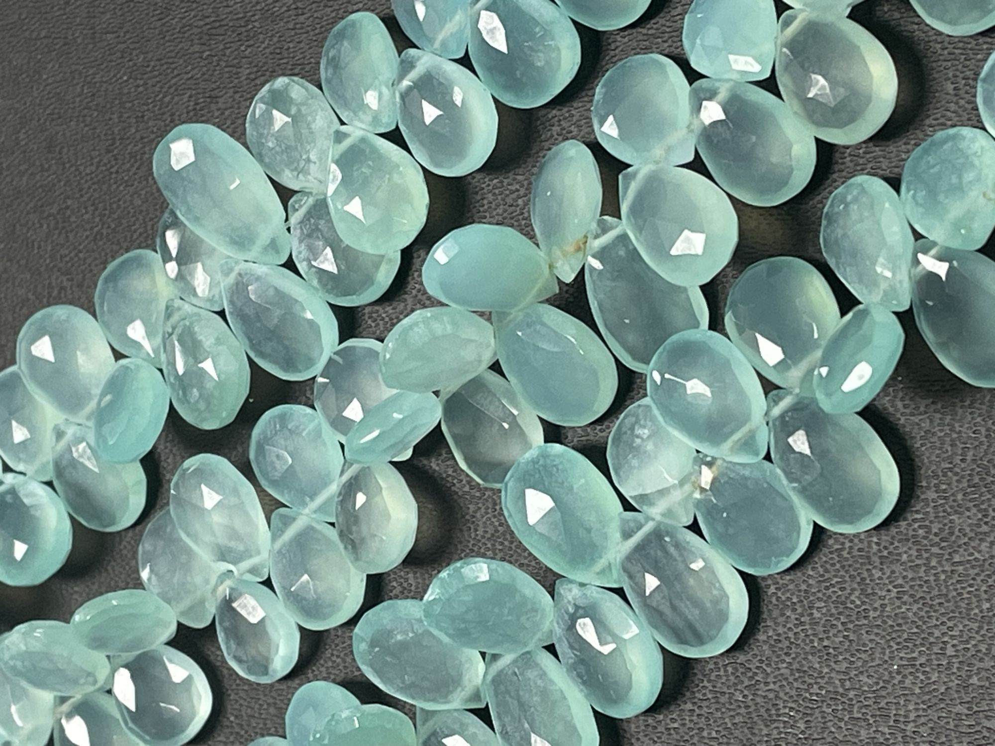 Aqua Chalcedony Pear Faceted