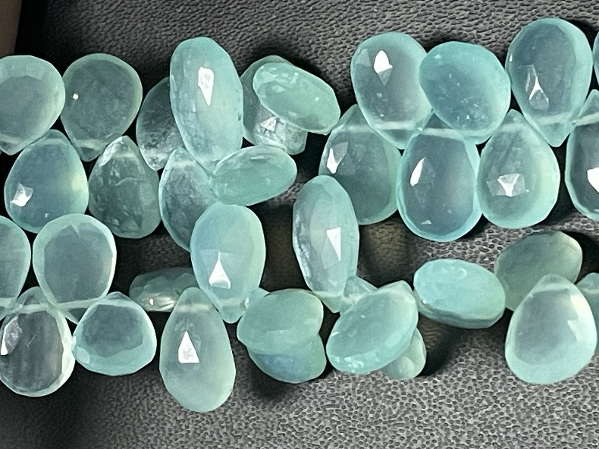 Aqua Chalcedony Pear Faceted