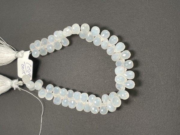 White Chalcedony Drop Faceted