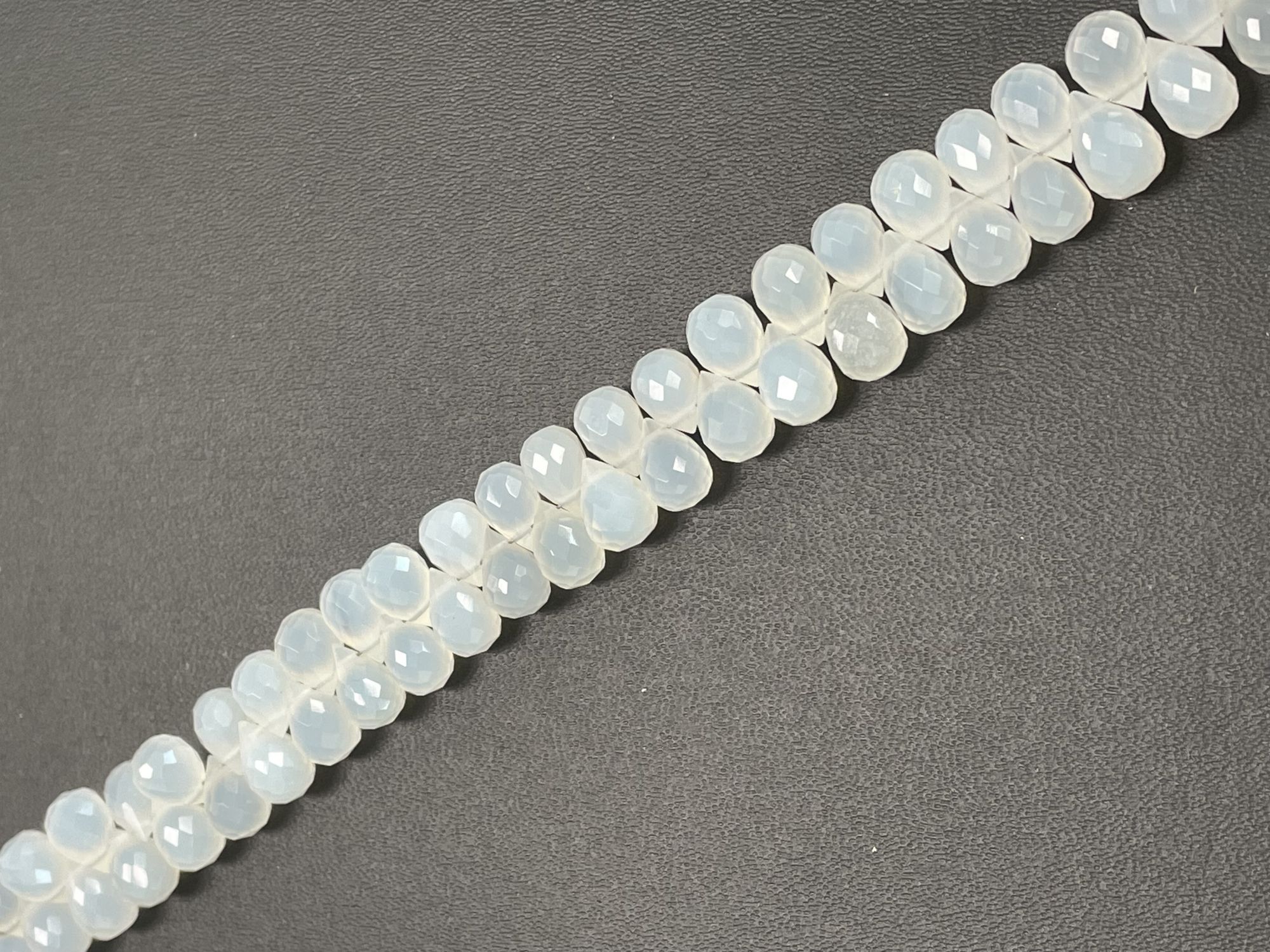 White Chalcedony Drop Faceted