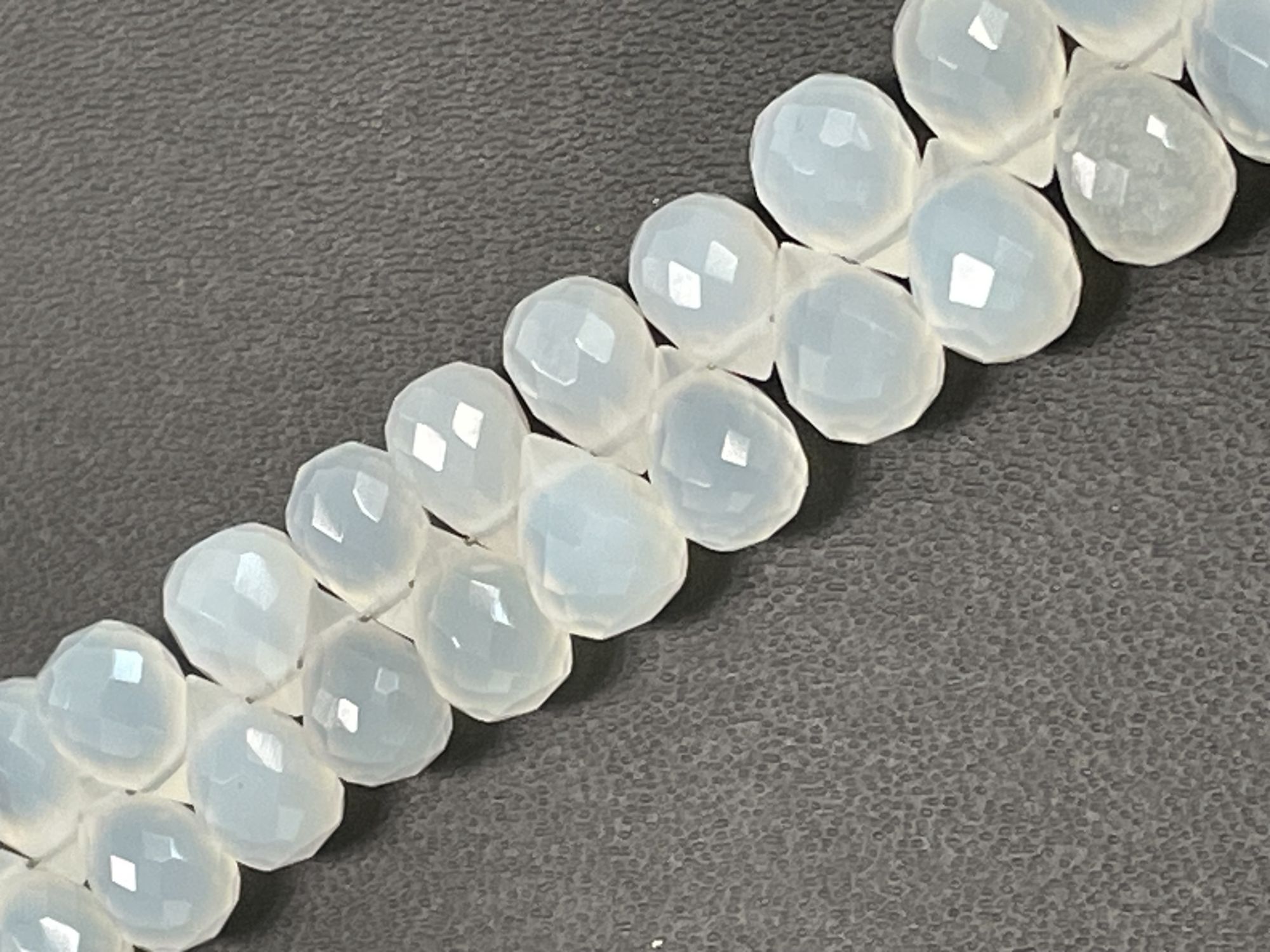 White Chalcedony Drop Faceted