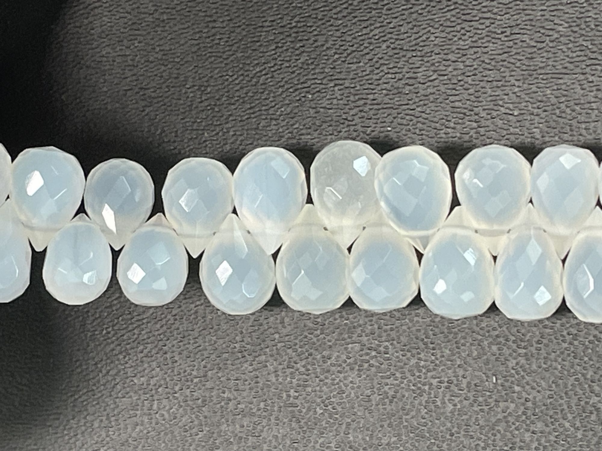 White Chalcedony Drop Faceted