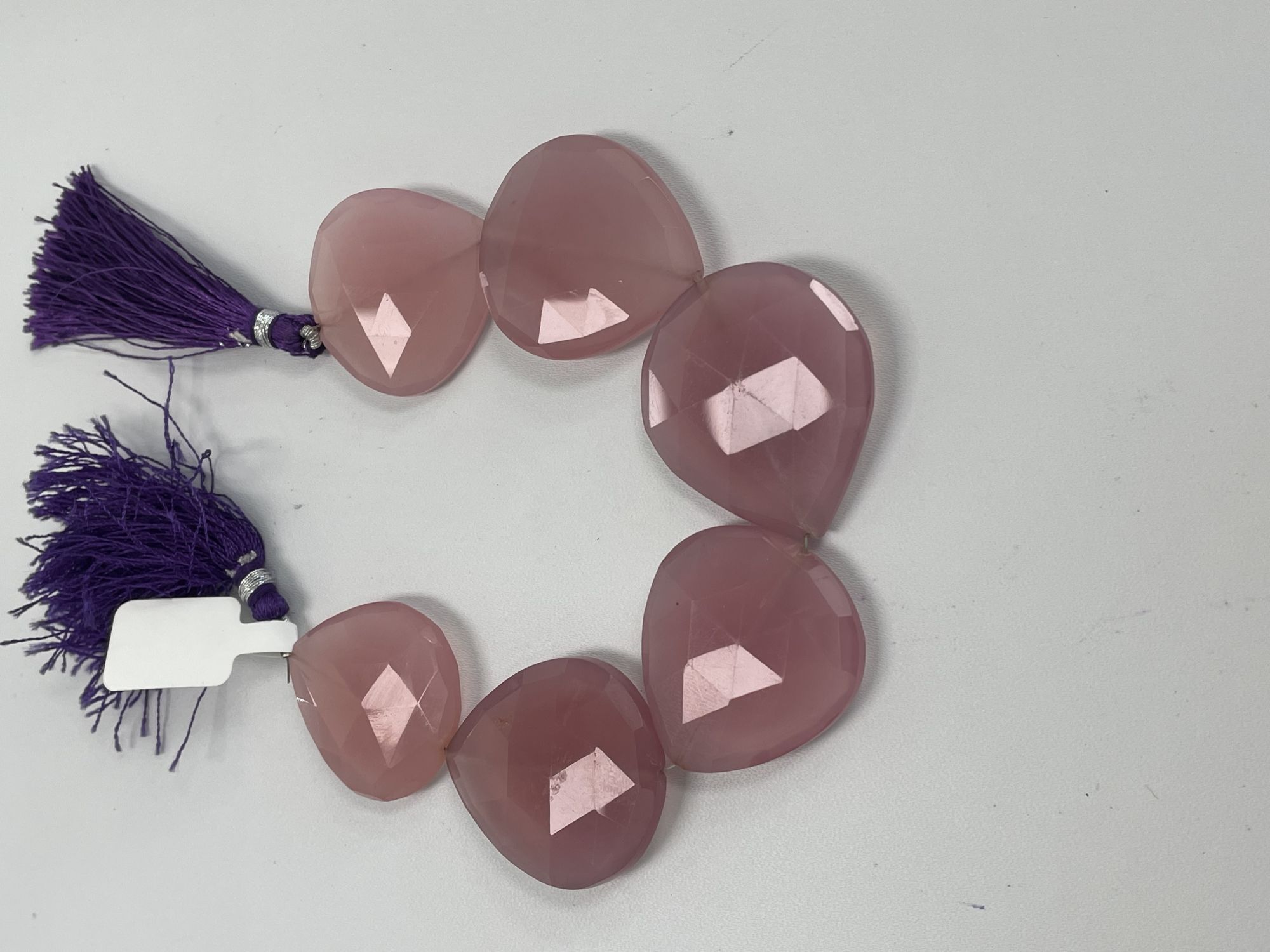 Pink Chalcedony Heart Straight Drill Faceted
