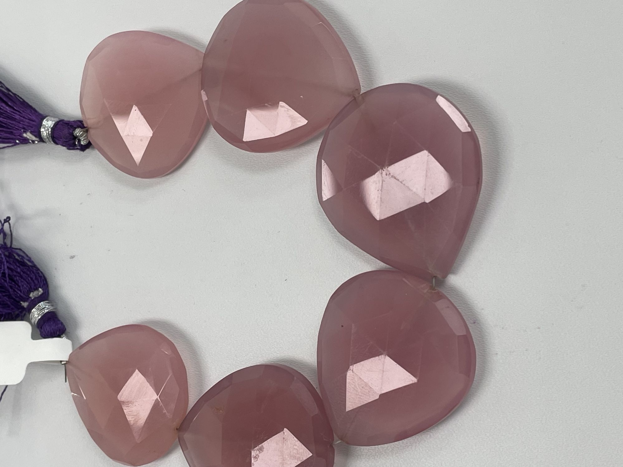 Pink Chalcedony Heart Straight Drill Faceted