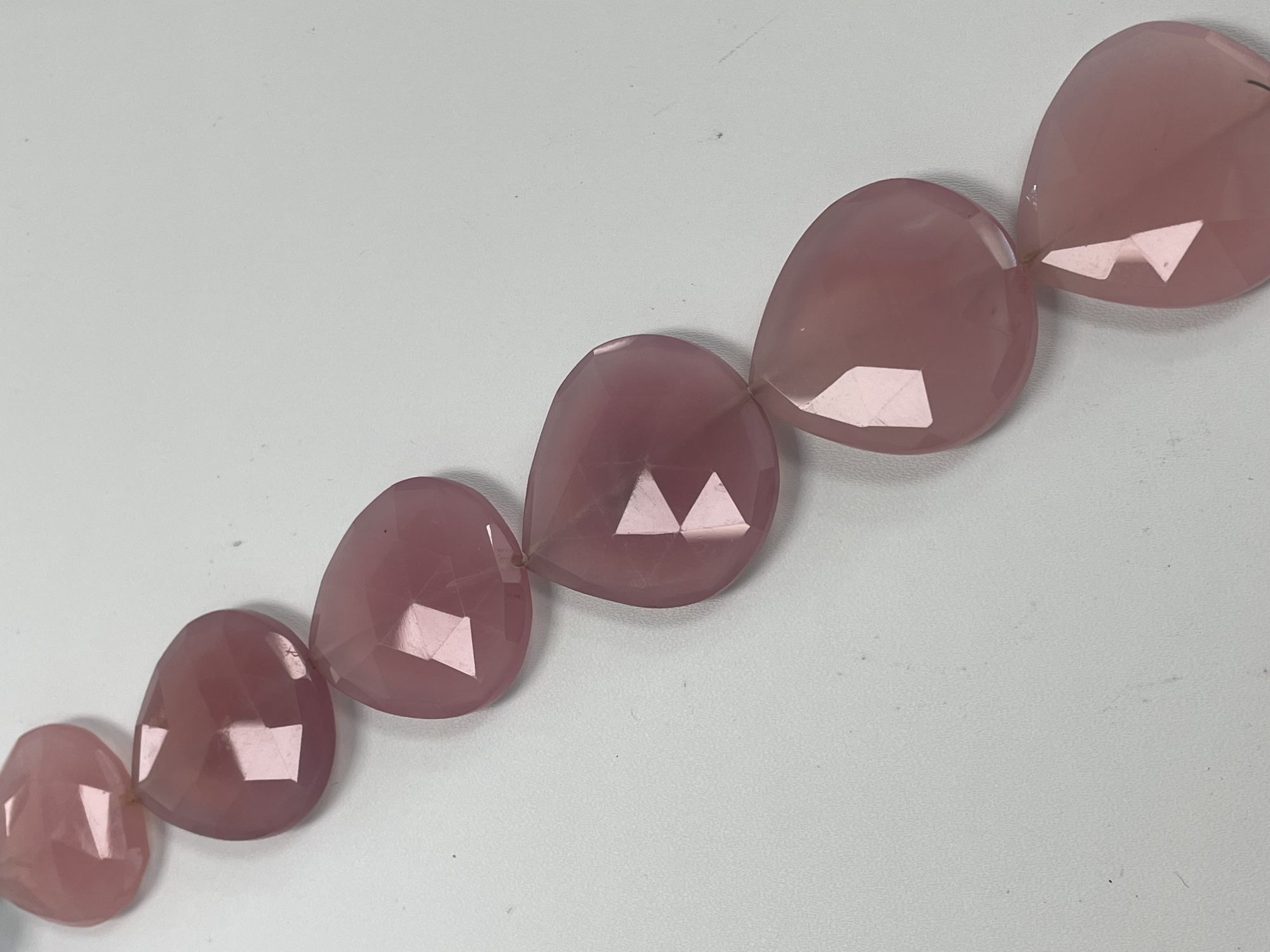 Pink Chalcedony Heart Straight Drill Faceted