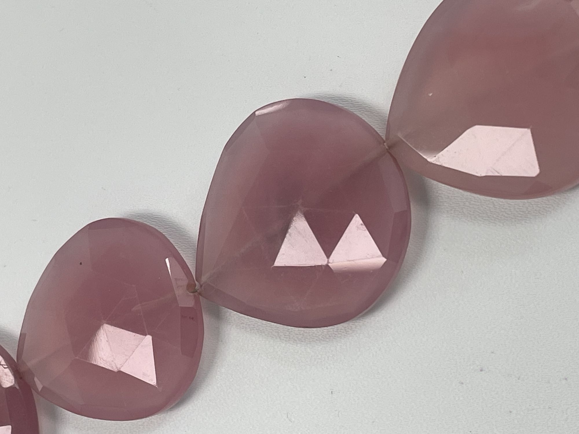 Pink Chalcedony Heart Straight Drill Faceted