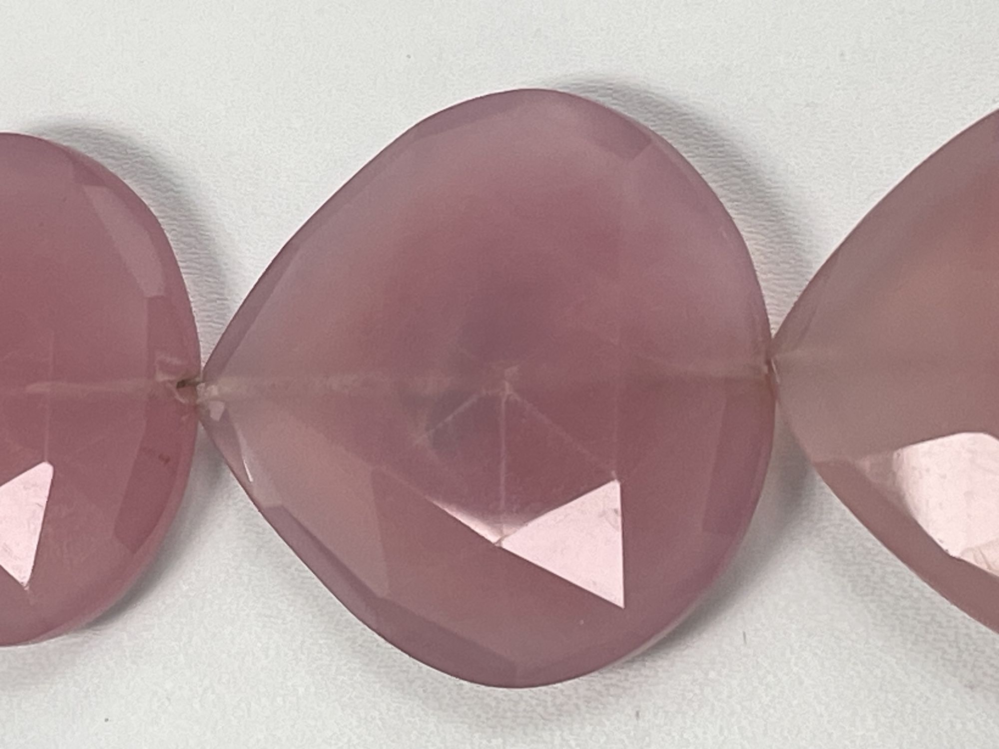 Pink Chalcedony Heart Straight Drill Faceted