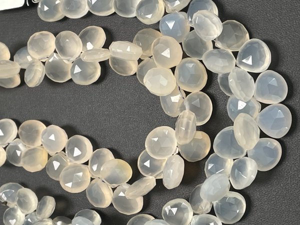 White Chalcedony Heart Faceted