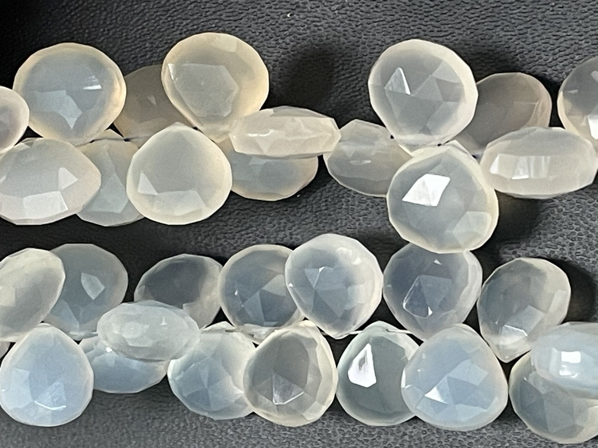 White Chalcedony Heart Faceted