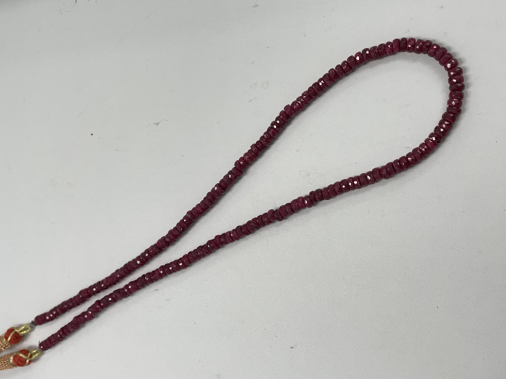 Dyed Ruby Rondelle Faceted Necklace
