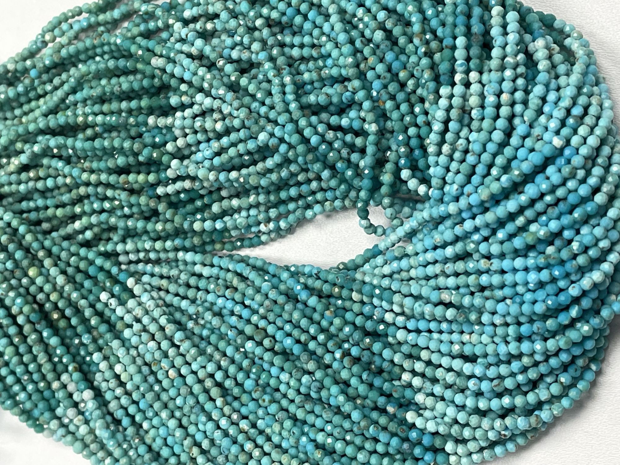 Shaded Arizona Sleeping Beauty Turquoise Rondelle Faceted