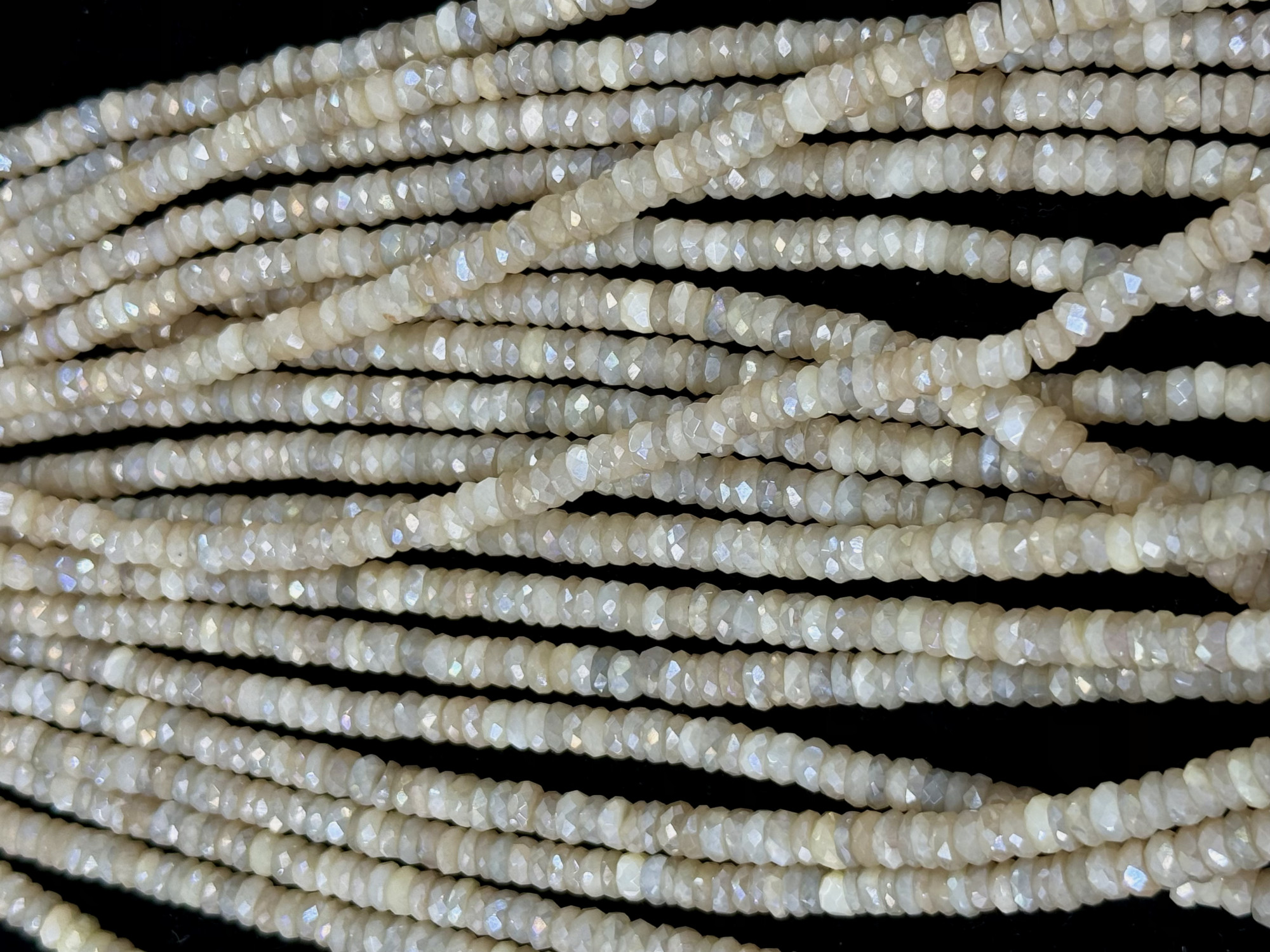 Coated Moonstone Rondelle Faceted