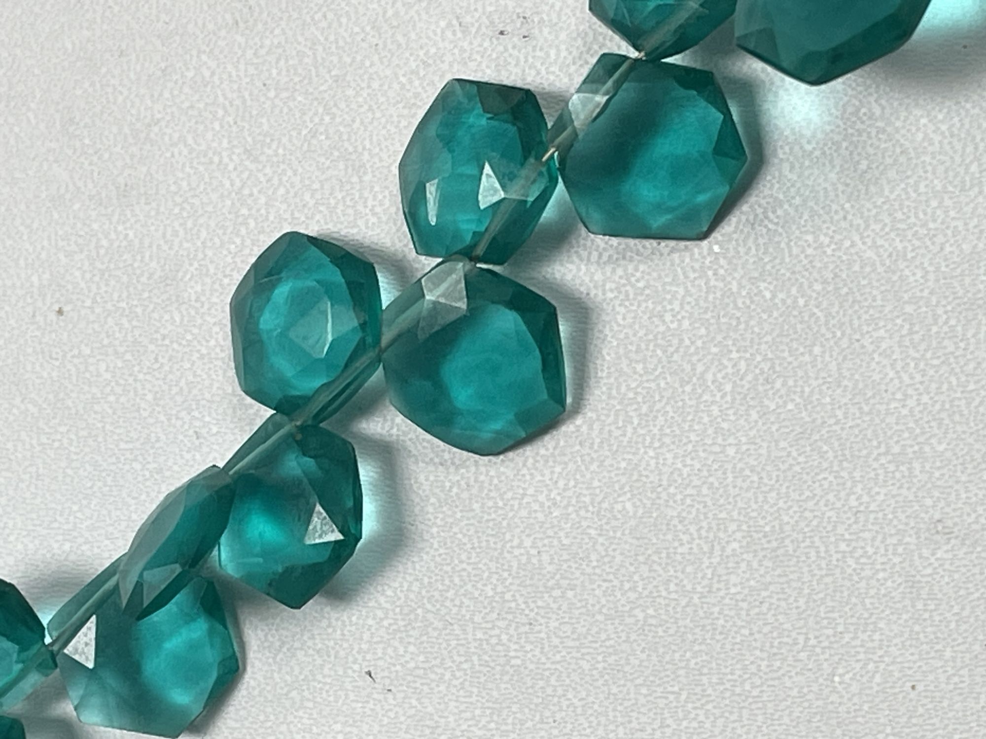 Teal Hydro Quartz Hexagon Faceted