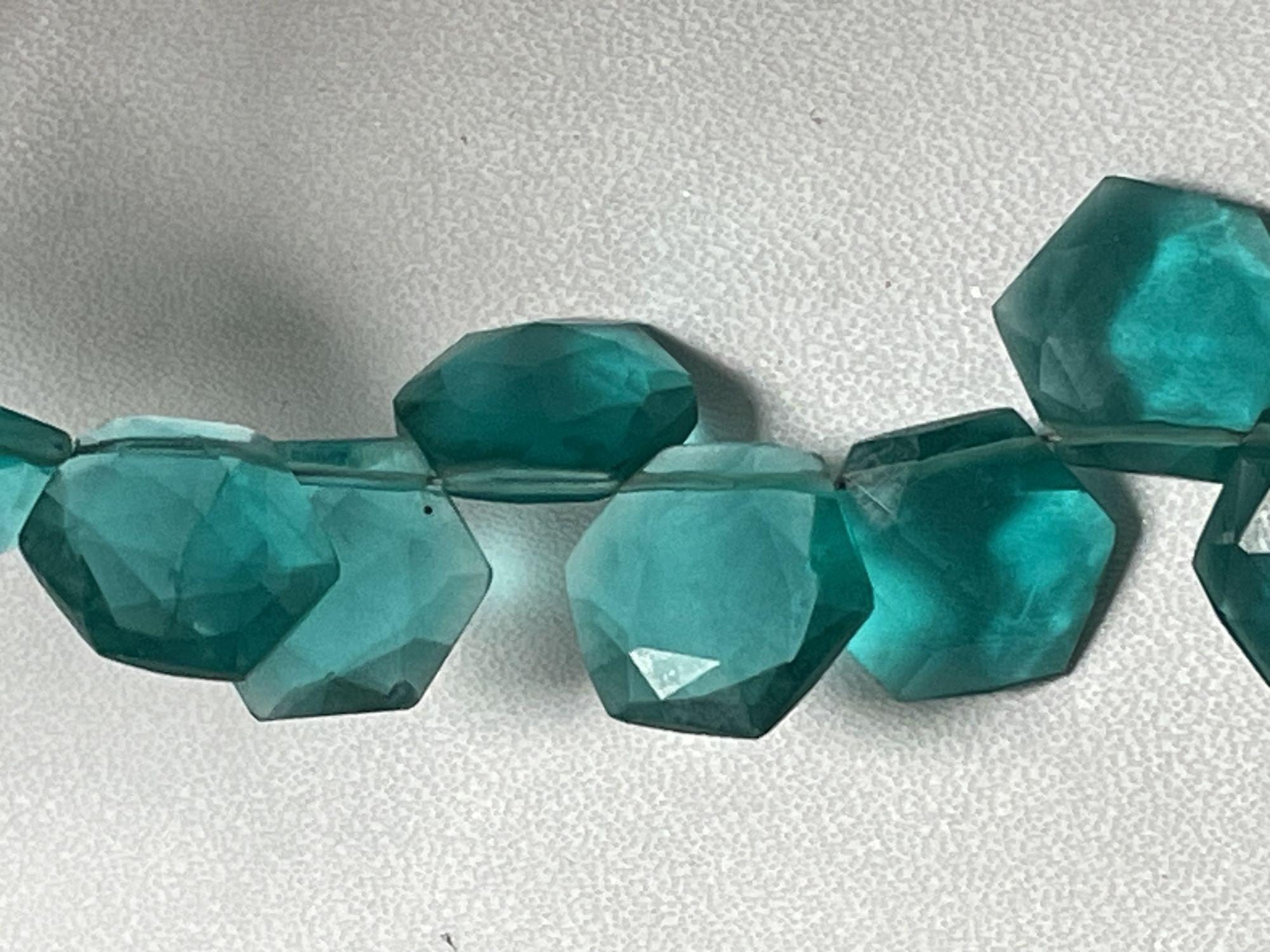 Teal Hydro Quartz Hexagon Faceted