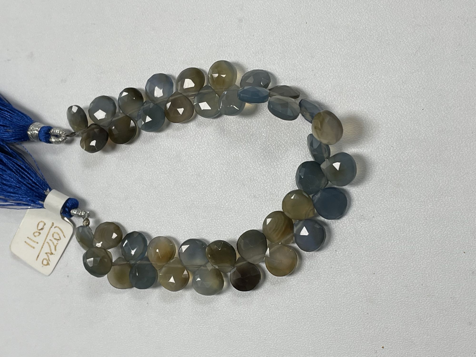 Blue Brown Chalcedony Heart Faceted
