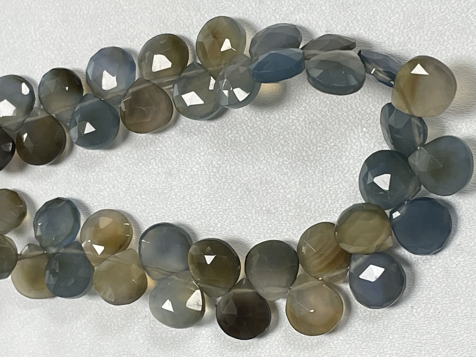 Blue Brown Chalcedony Heart Faceted