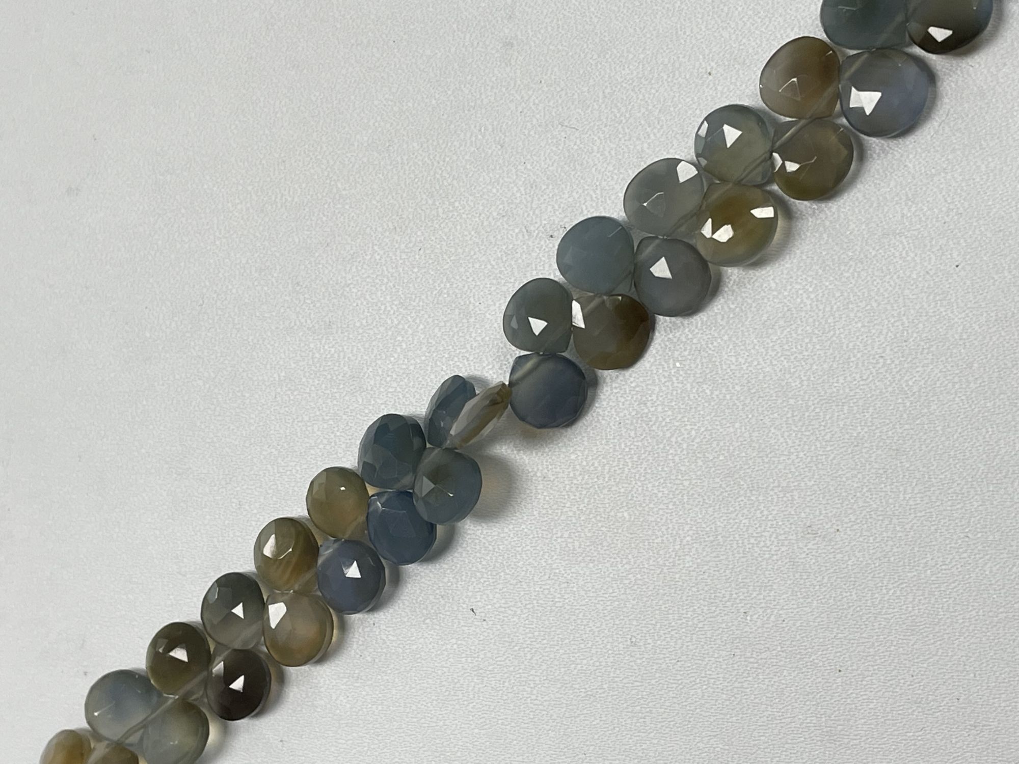 Blue Brown Chalcedony Heart Faceted