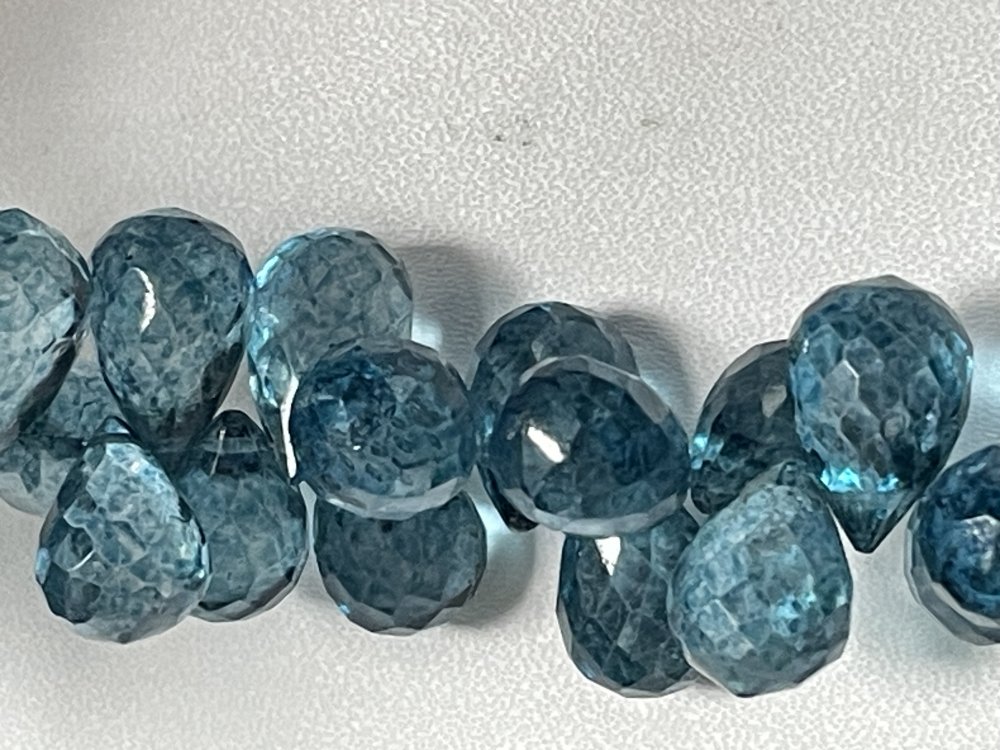 Coated London Blue Topaz Drop Faceted