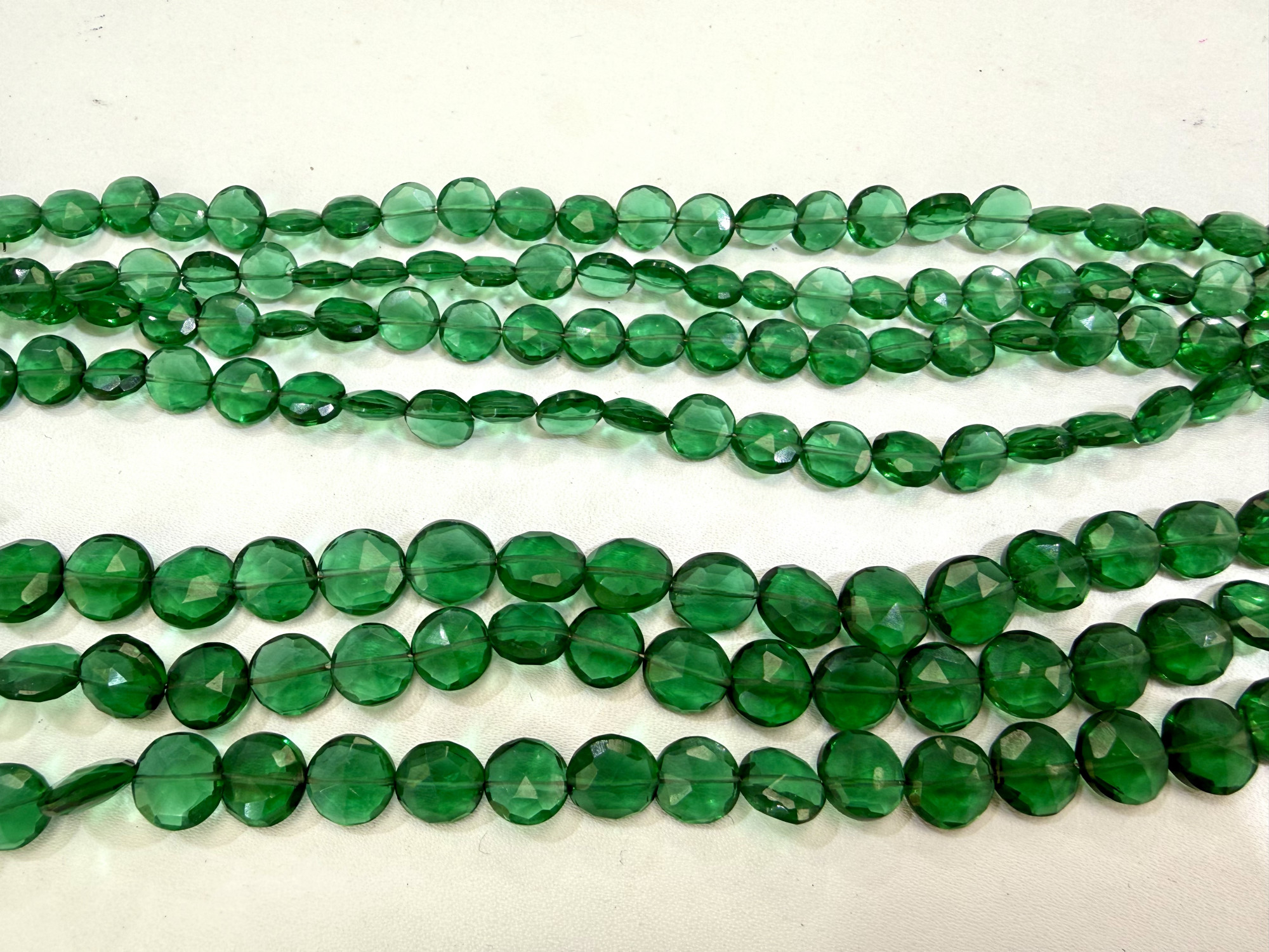 Green Hydro Quartz Coin Faceted