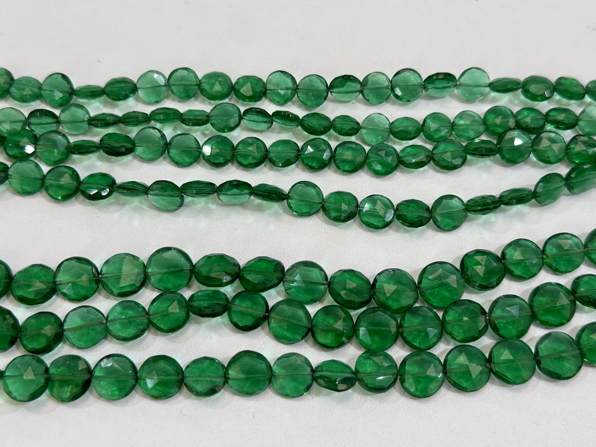 Green Hydro Quartz Coin Faceted