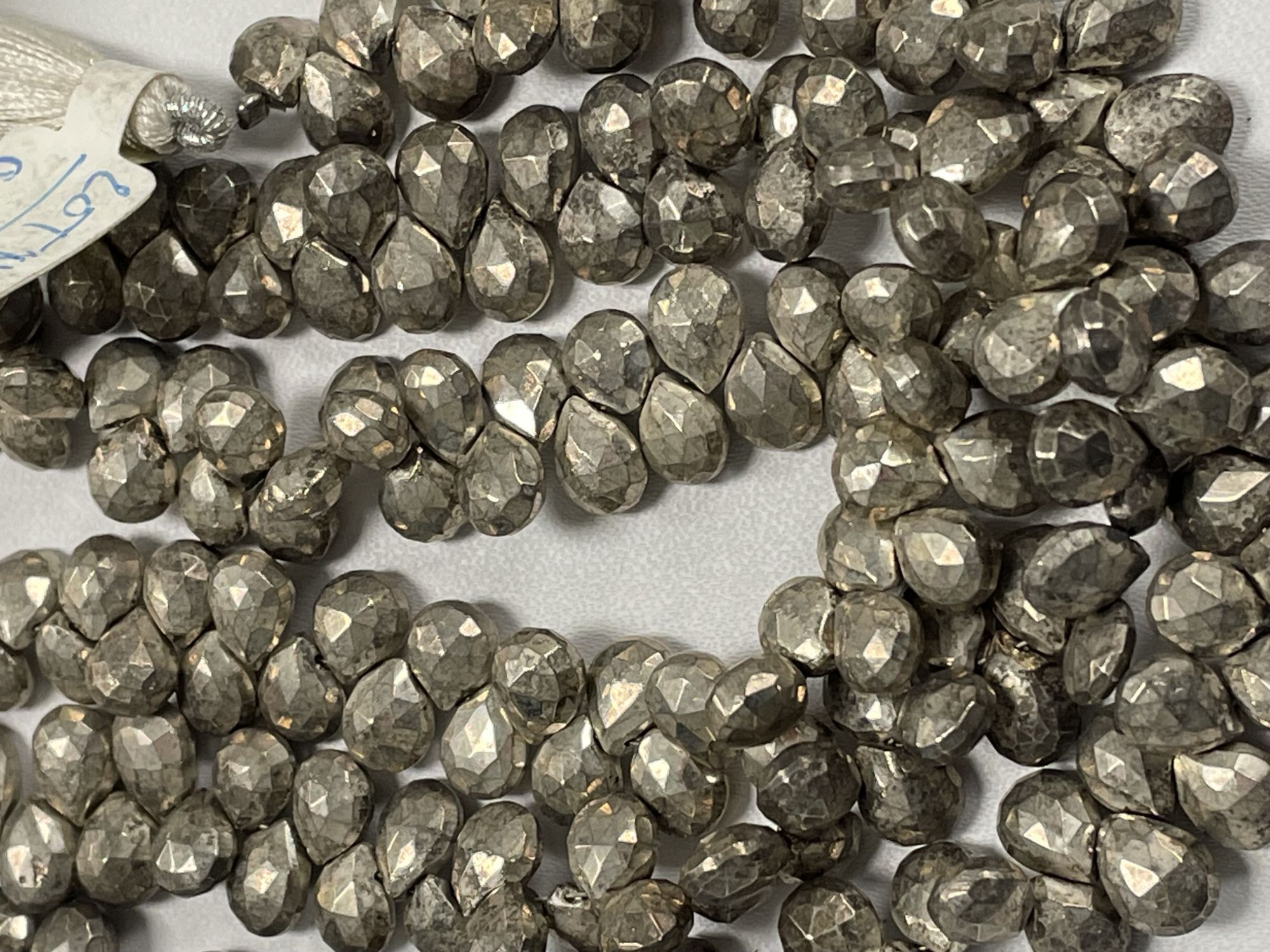 Silver Pyrite Pear Faceted