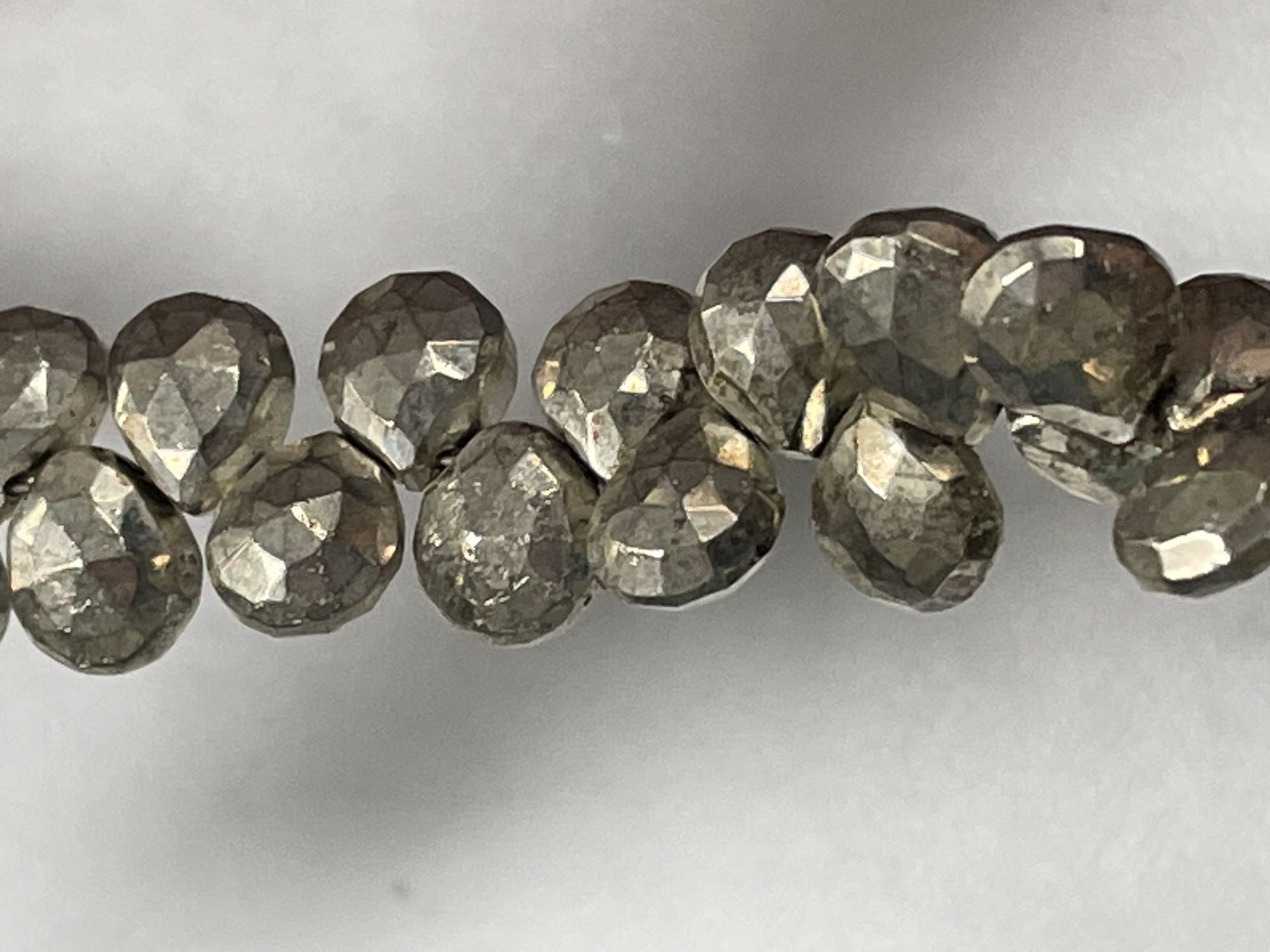 Silver Pyrite Pear Faceted